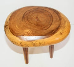 Sculptural Accent Side Table Hand Crafted Wabi Sabi Organic Mango Wood