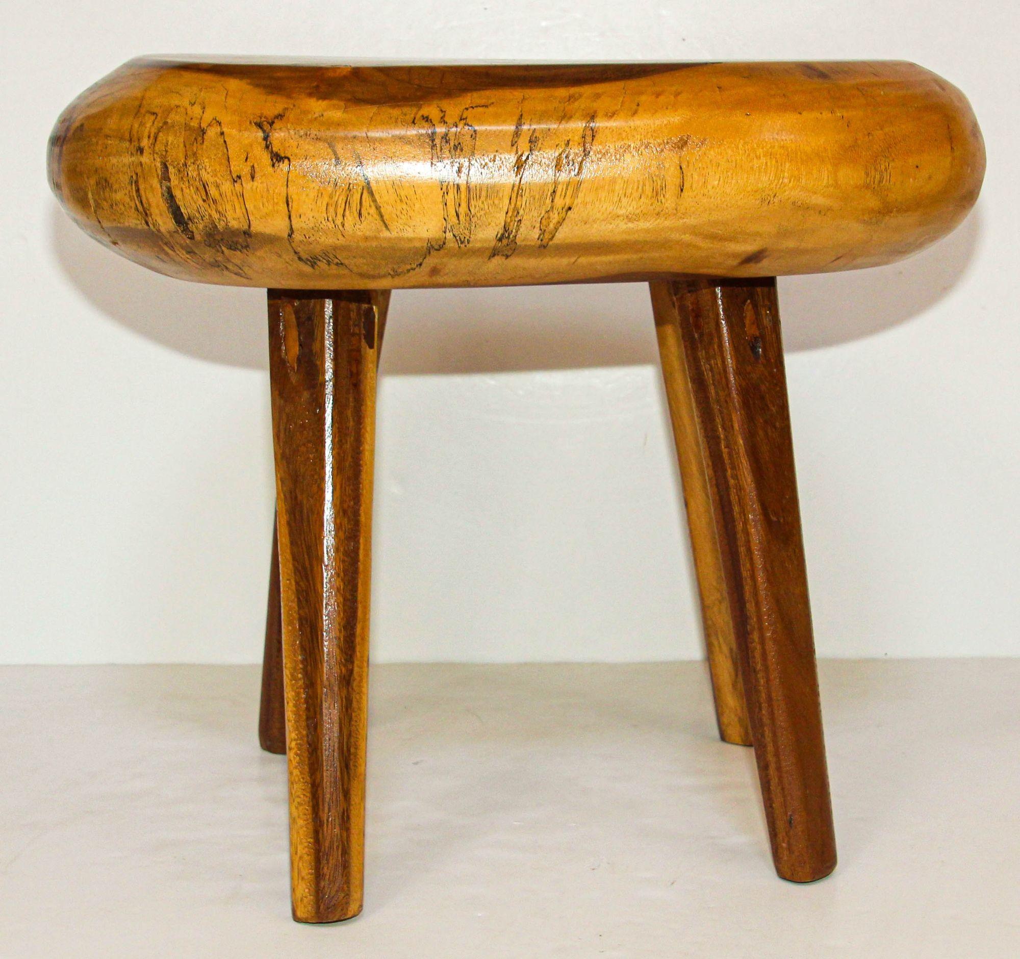 Sculptural Accent Side Table Hand Crafted Wabi Sabi Organic Mango Wood In Good Condition For Sale In North Hollywood, CA