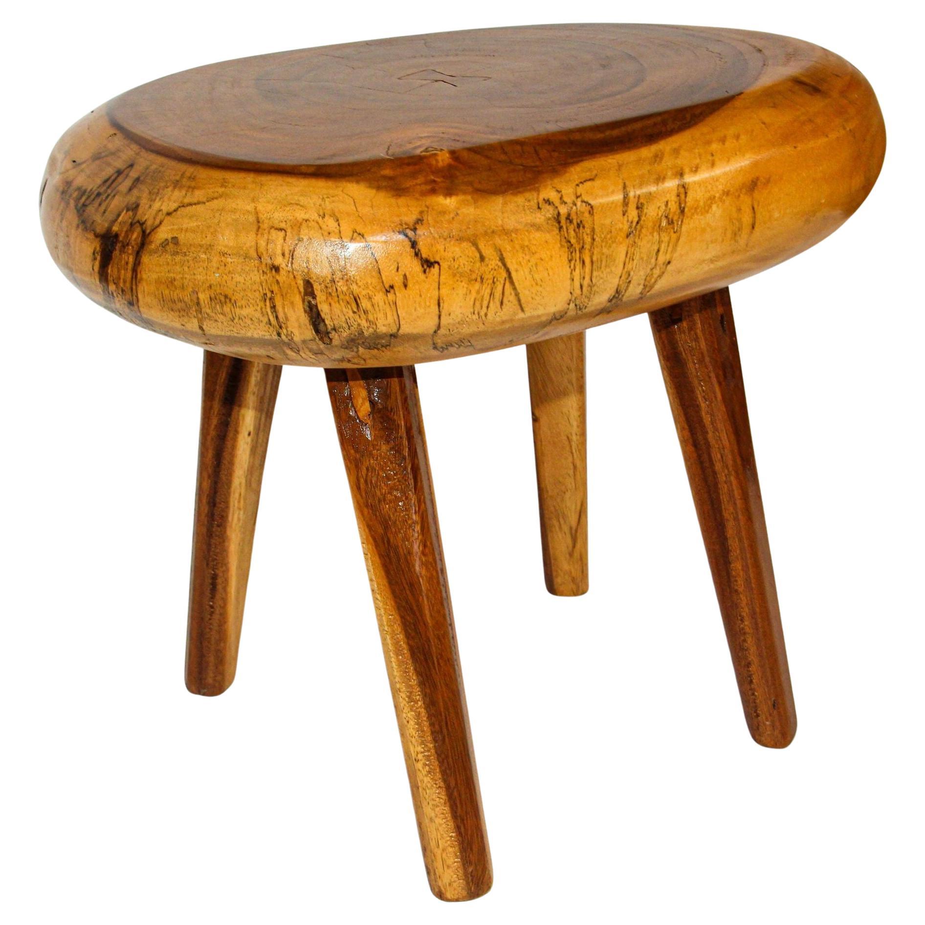 Sculptural Accent Side Table Hand Crafted Wabi Sabi Organic Mango Wood For Sale
