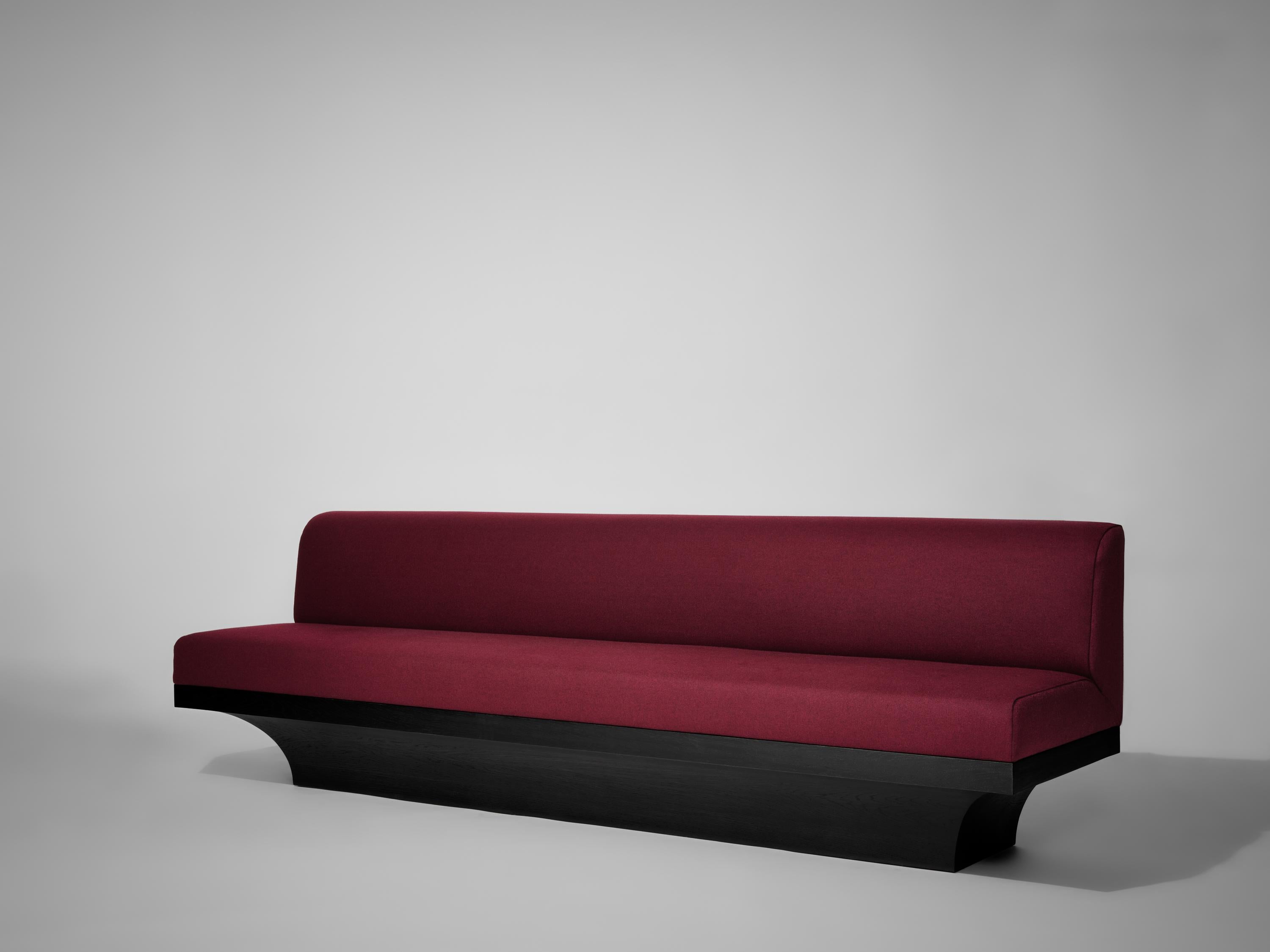 Brutalist Sculptural Acer Sofa Pure Wool Upholstery in Burgundy For Sale