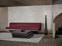 Sculptural Acer Sofa Pure Wool Upholstery in Dark Brown
