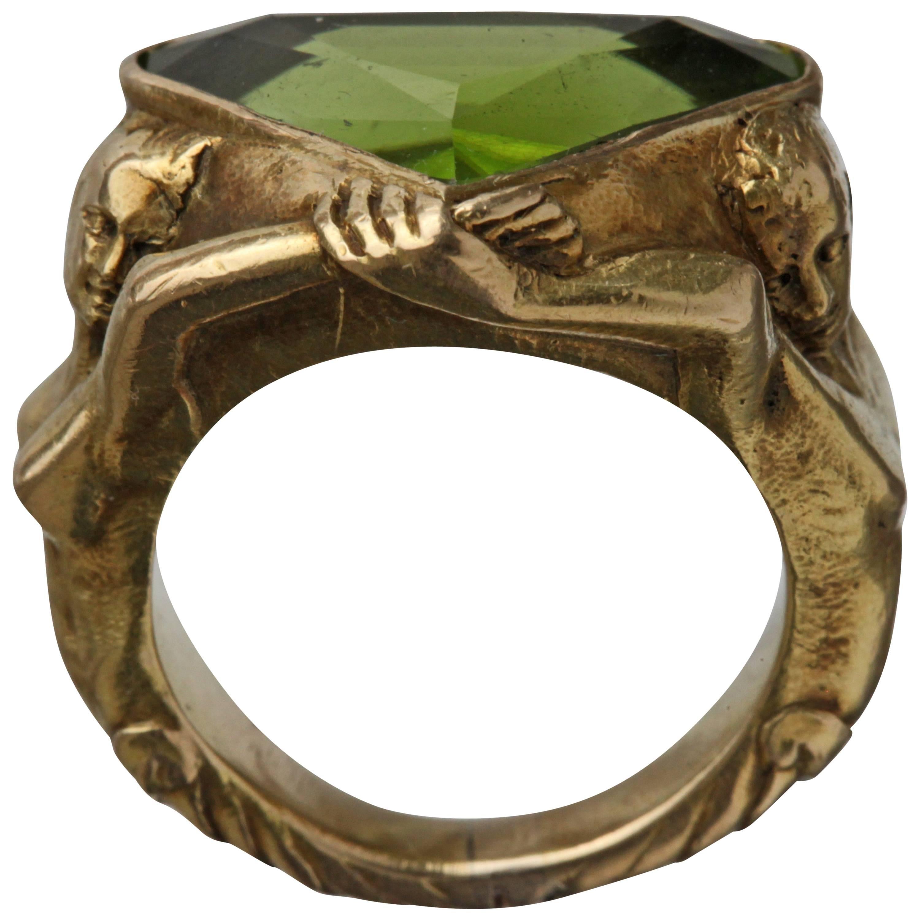 Anillo escultórico Adán y Eva Paraíso en venta