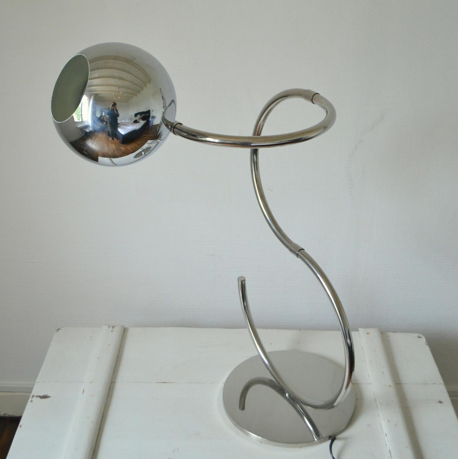 Sculptural Adjustable Chrome Floor Lamp Italy 1960's For Sale 5