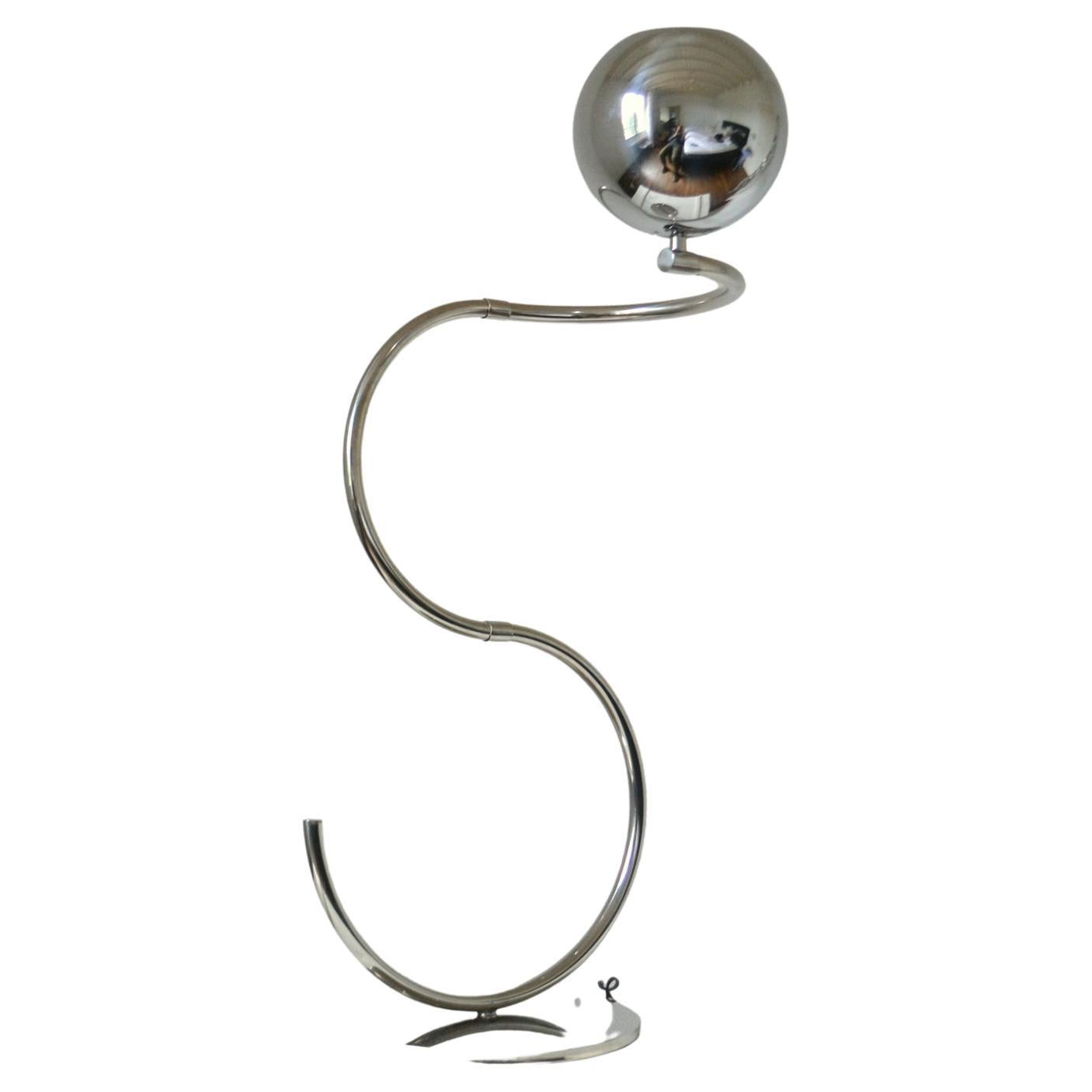 Sculptural Adjustable Chrome Floor Lamp Italy 1960's For Sale 6