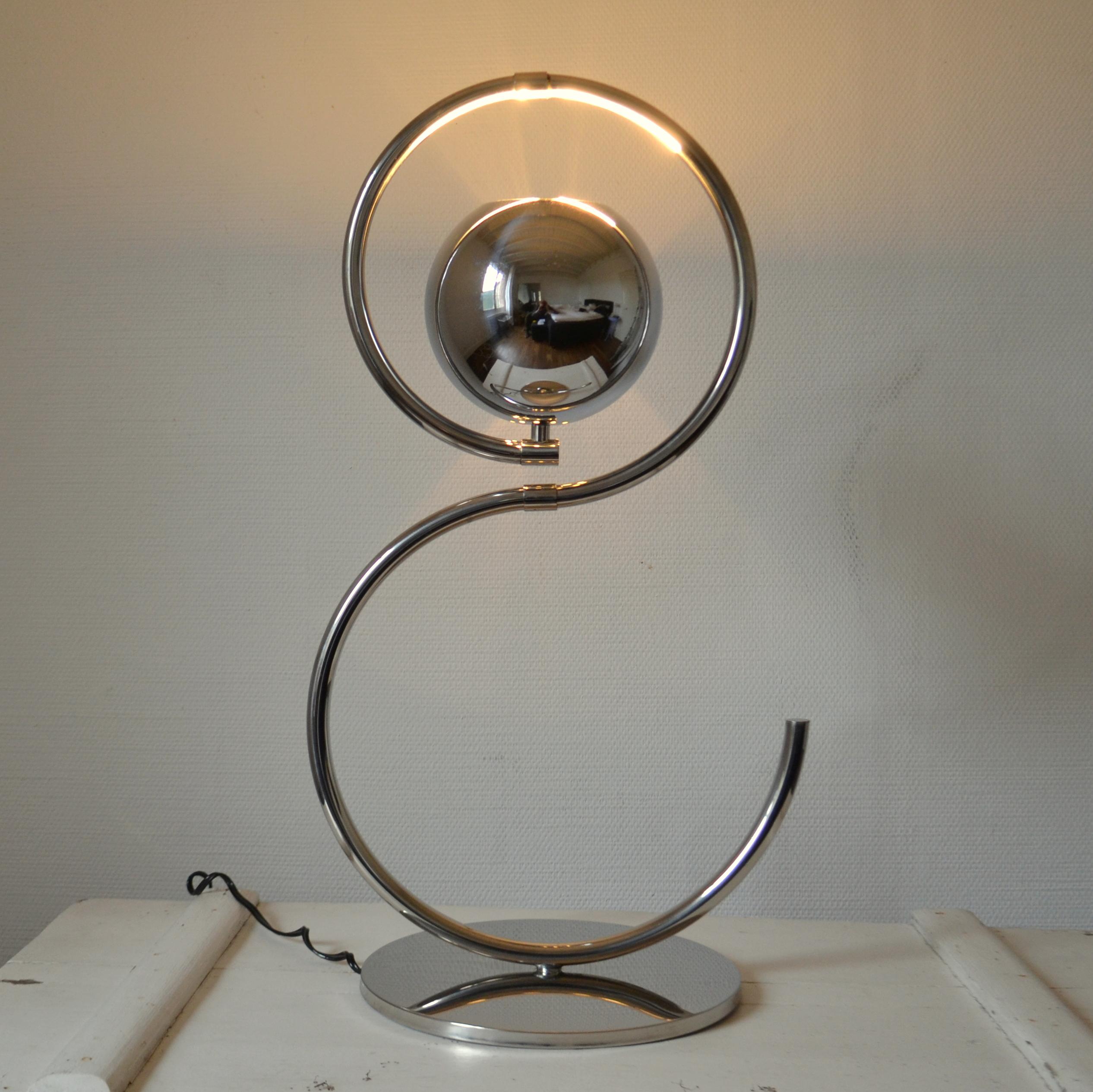 Italian Sculptural Adjustable Chrome Floor Lamp Italy 1960's For Sale