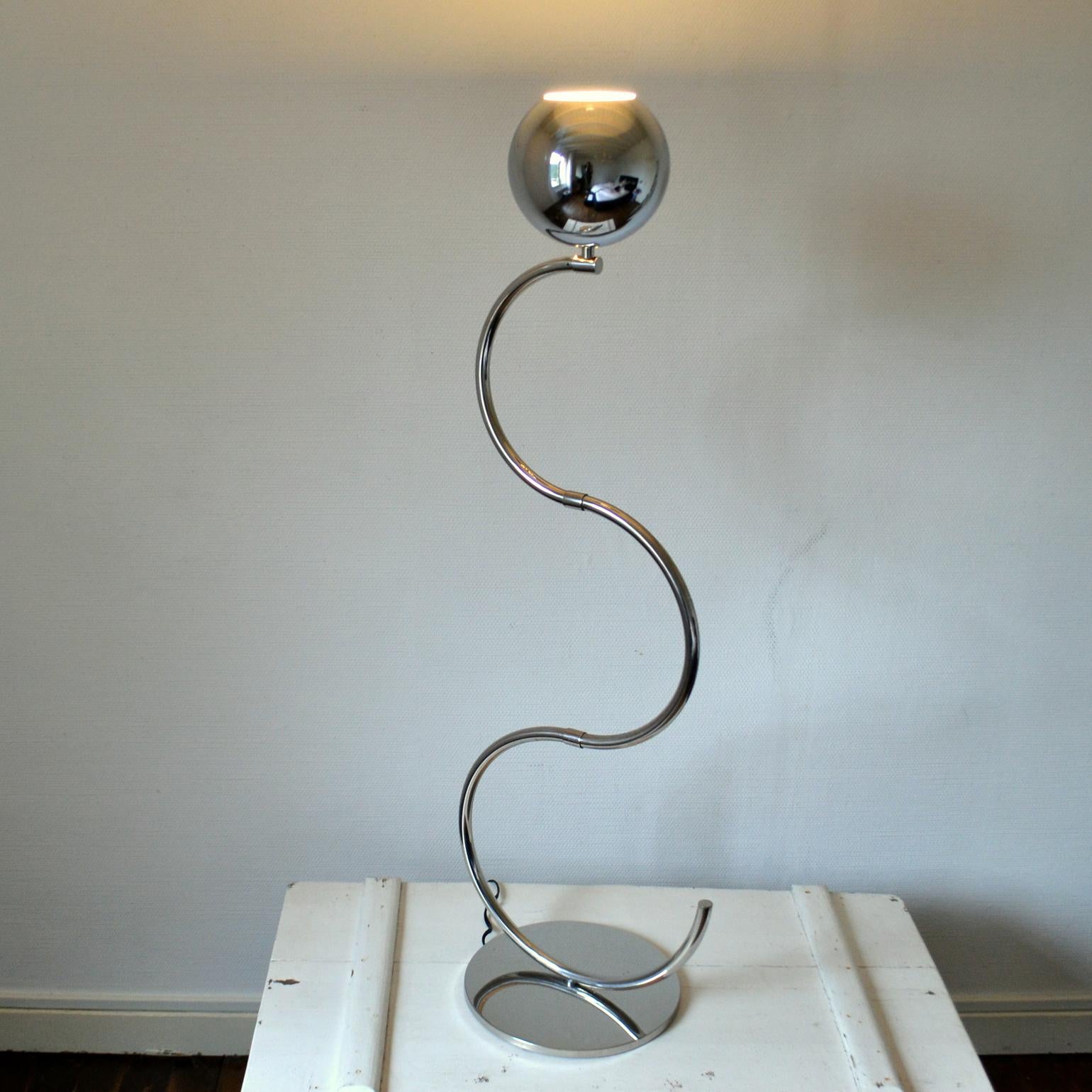 Sculptural Adjustable Chrome Floor Lamp Italy 1960's For Sale 2