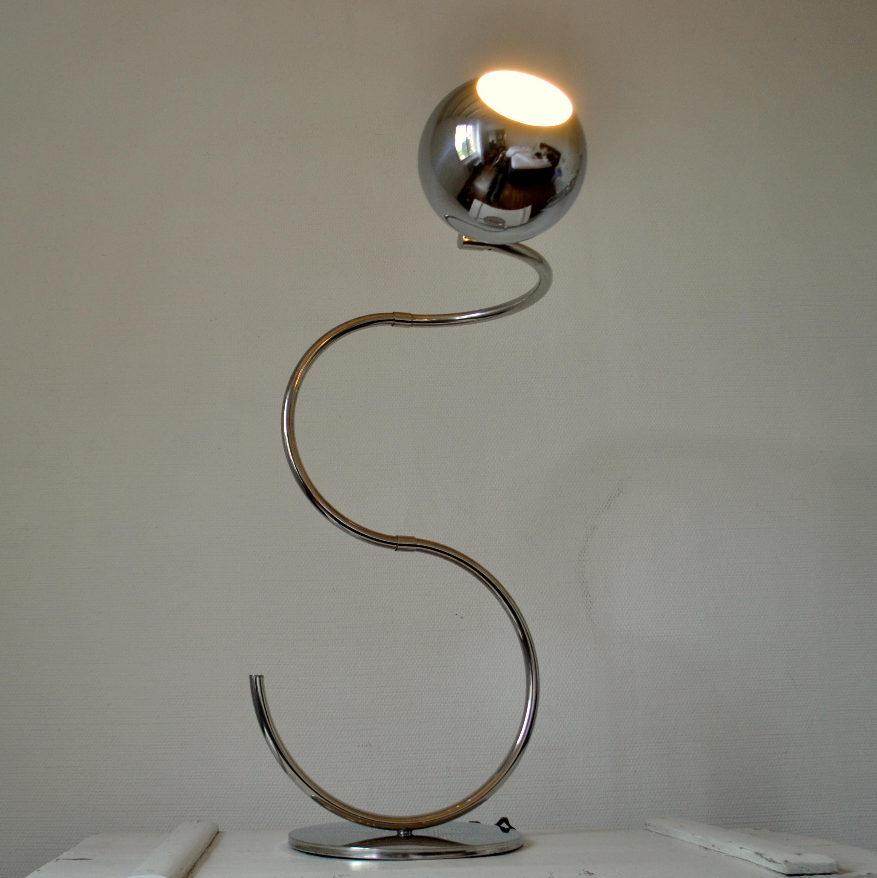 Sculptural Adjustable Chrome Floor Lamp Italy 1960's For Sale 3