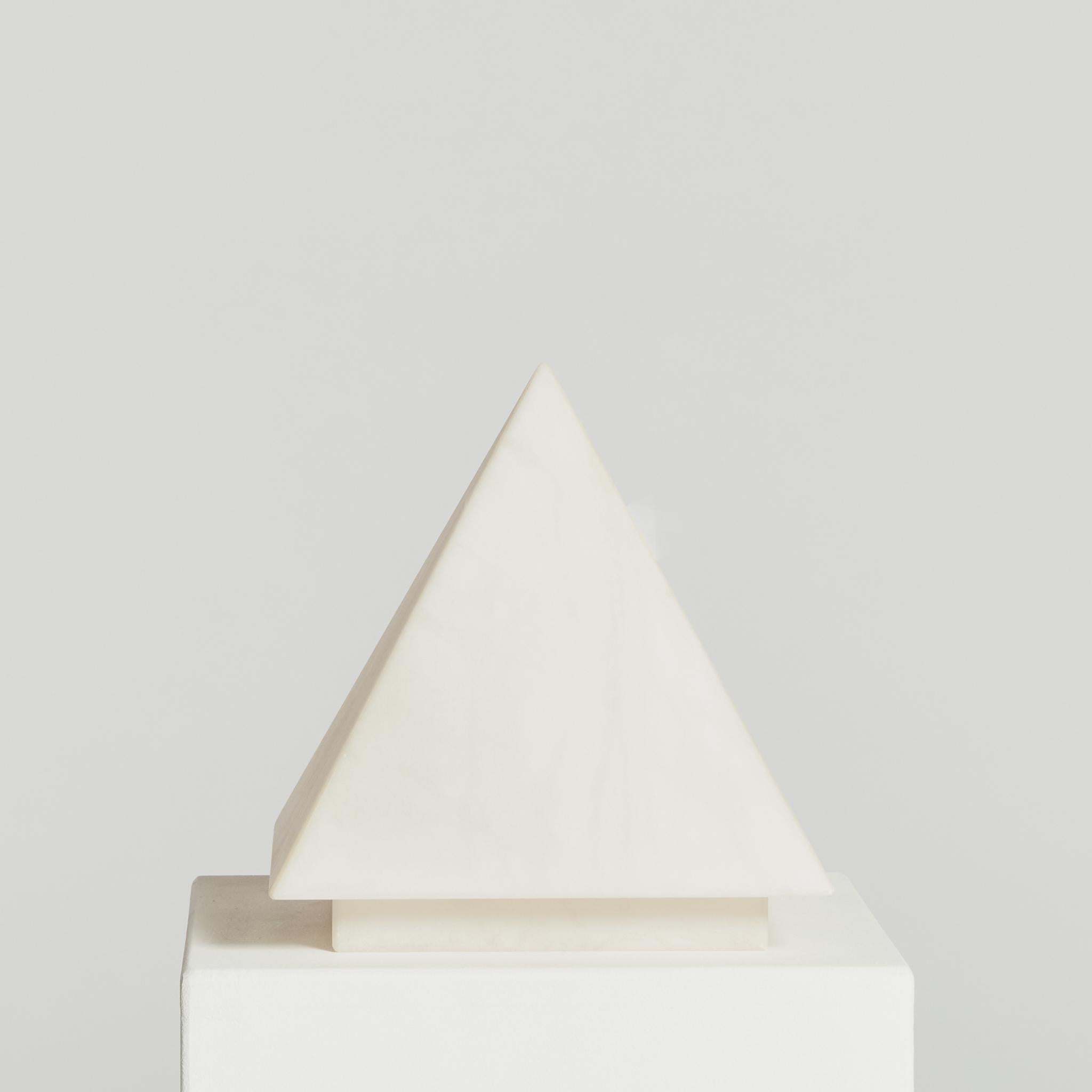 Italian Sculptural Alabaster Pyramid Table Lamp