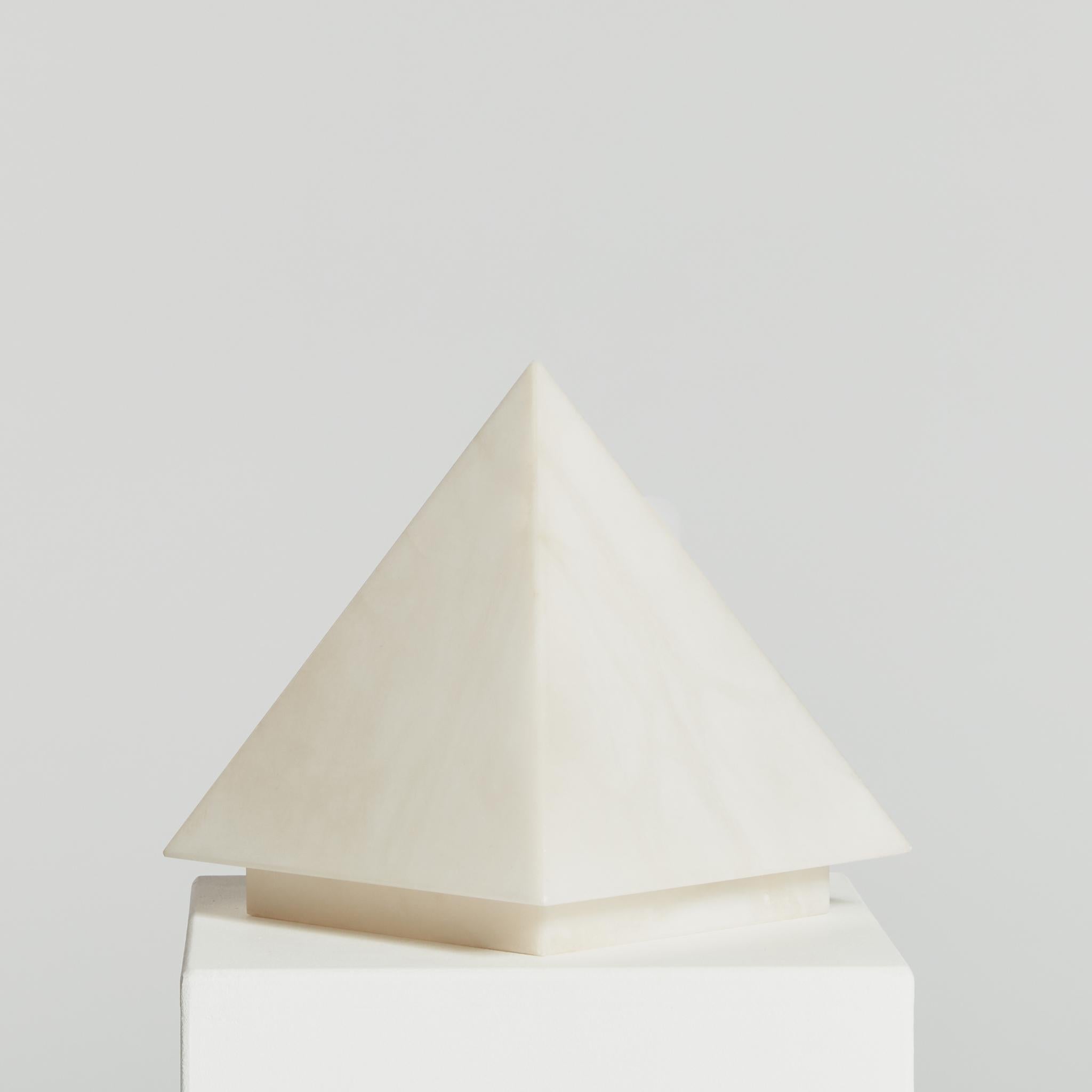 Late 20th Century Sculptural Alabaster Pyramid Table Lamp