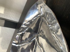 Sculptural Aluminium Leaf Centerpiece bowl by David Marshall with Gilded Stem
