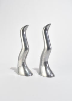 Sculptural Aluminum Candlesticks