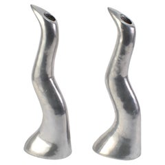Sculptural Aluminum Candlesticks
