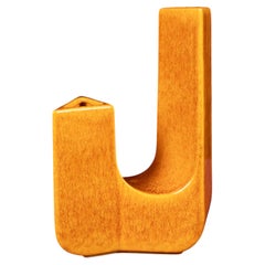 Sculptural Amber Ceramic Space Age Vase, Italy, 1970