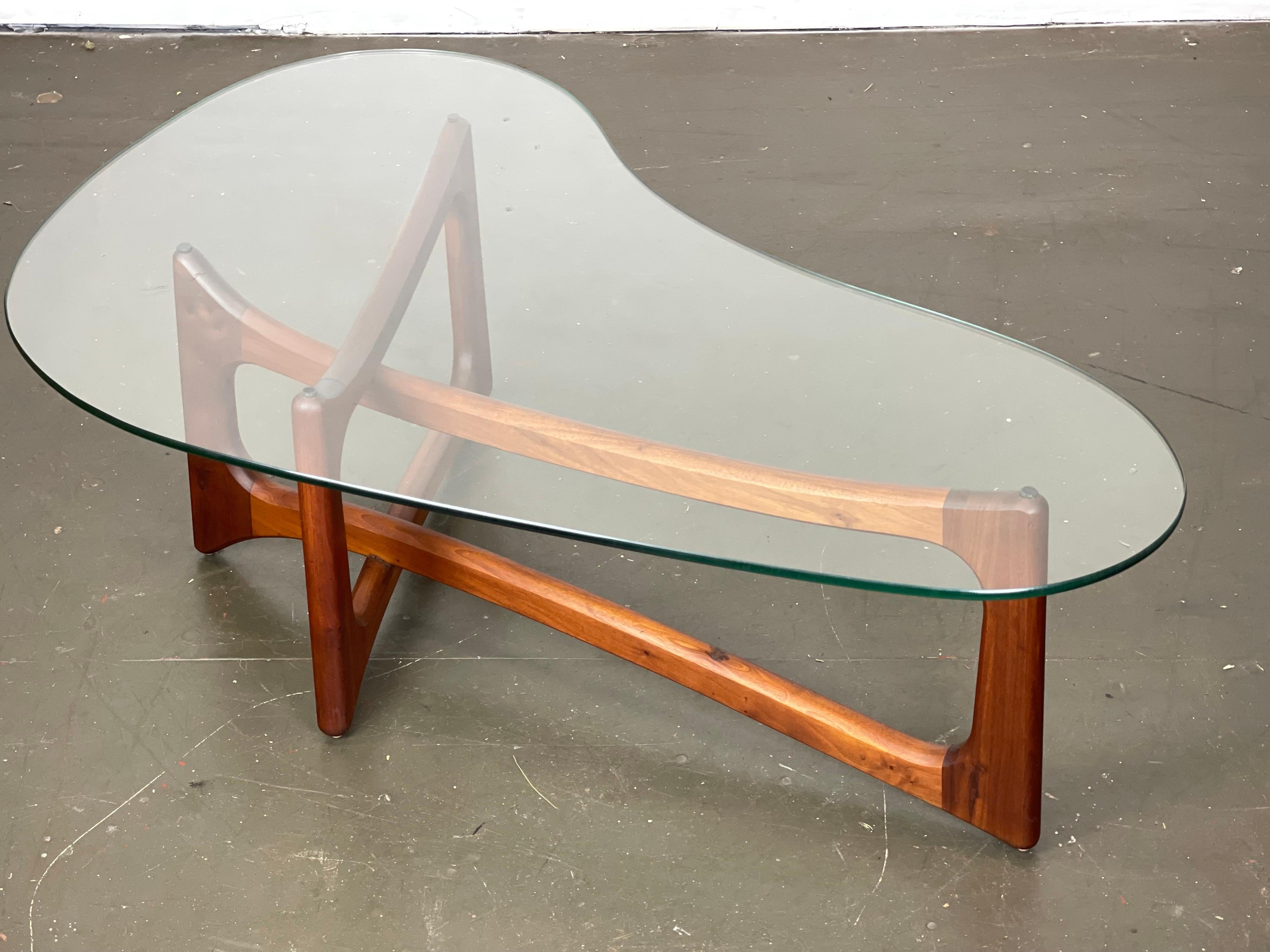 Adrian Pearsall Ribbon Coffee Table in Walnut and Glass for Craft Associates 1