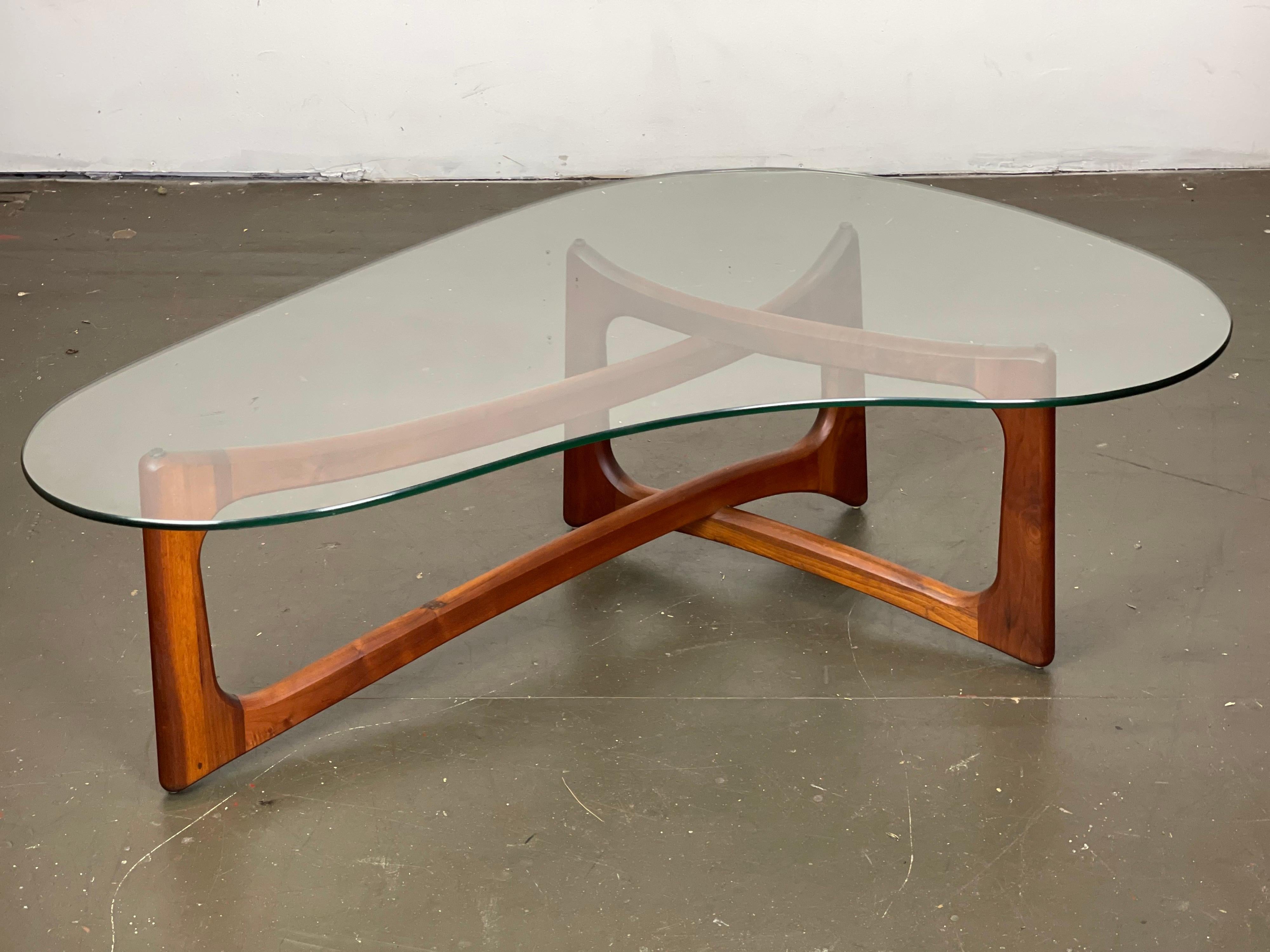 Adrian Pearsall Ribbon Coffee Table in Walnut and Glass for Craft Associates 2