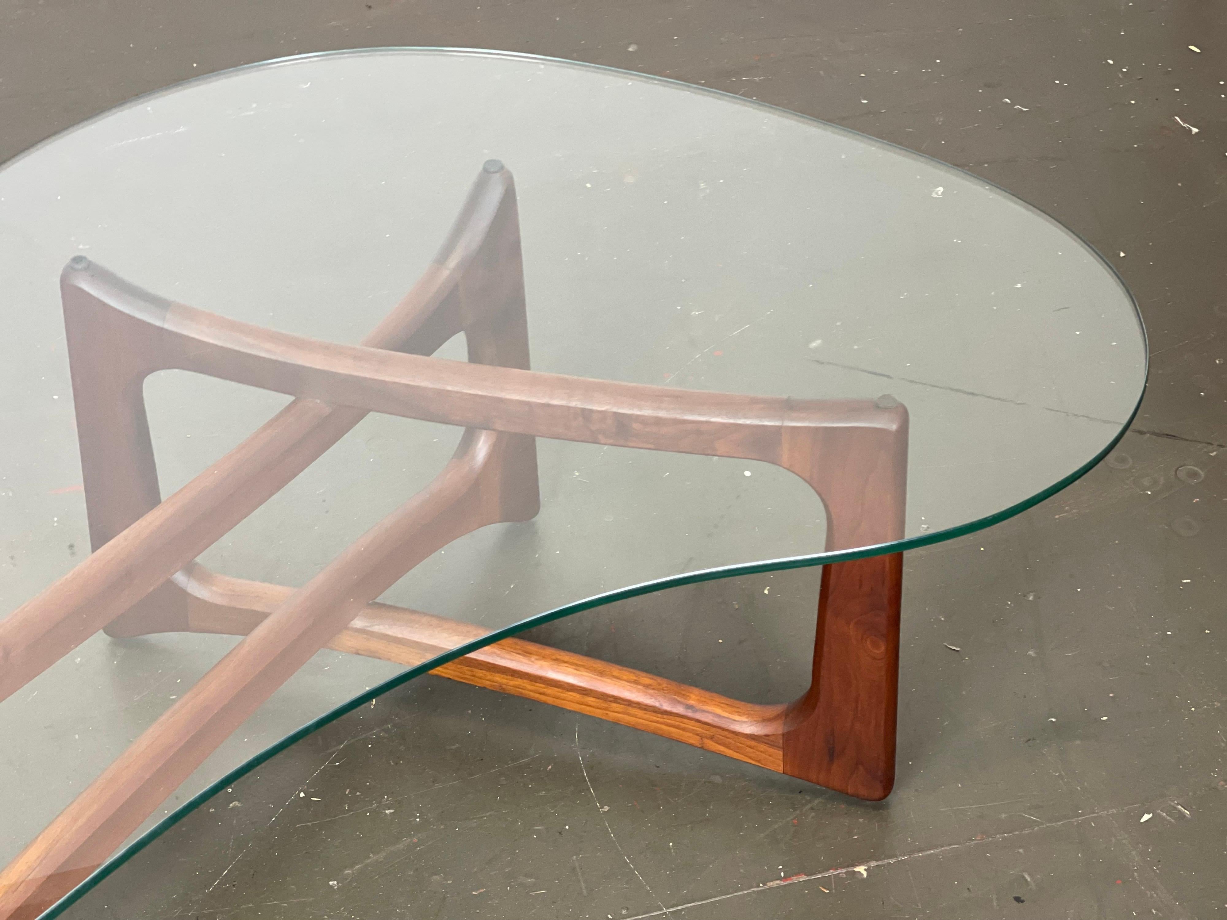 Adrian Pearsall Ribbon Coffee Table in Walnut and Glass for Craft Associates  3
