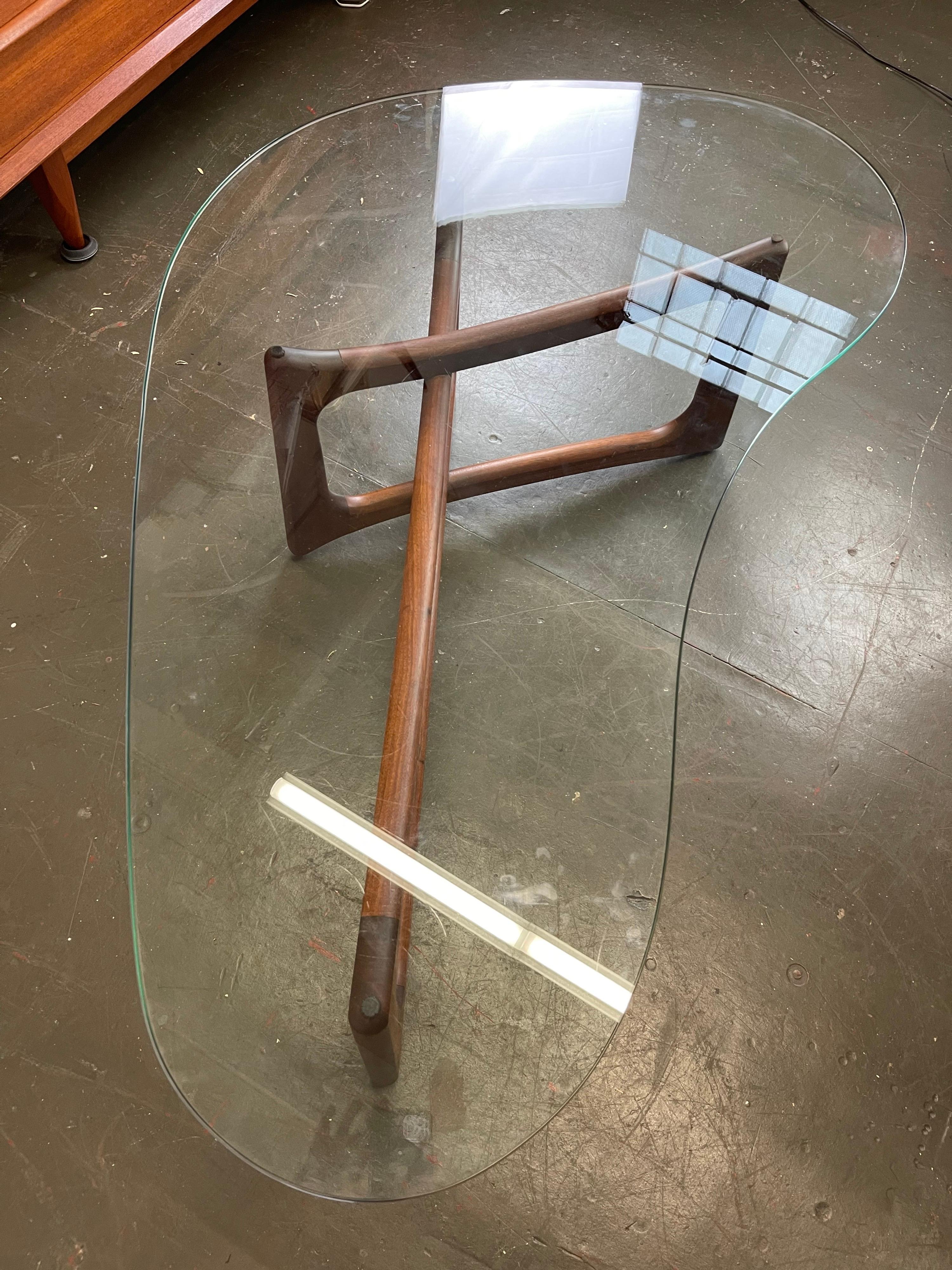 Adrian Pearsall Ribbon Coffee Table in Walnut and Glass for Craft Associates  4