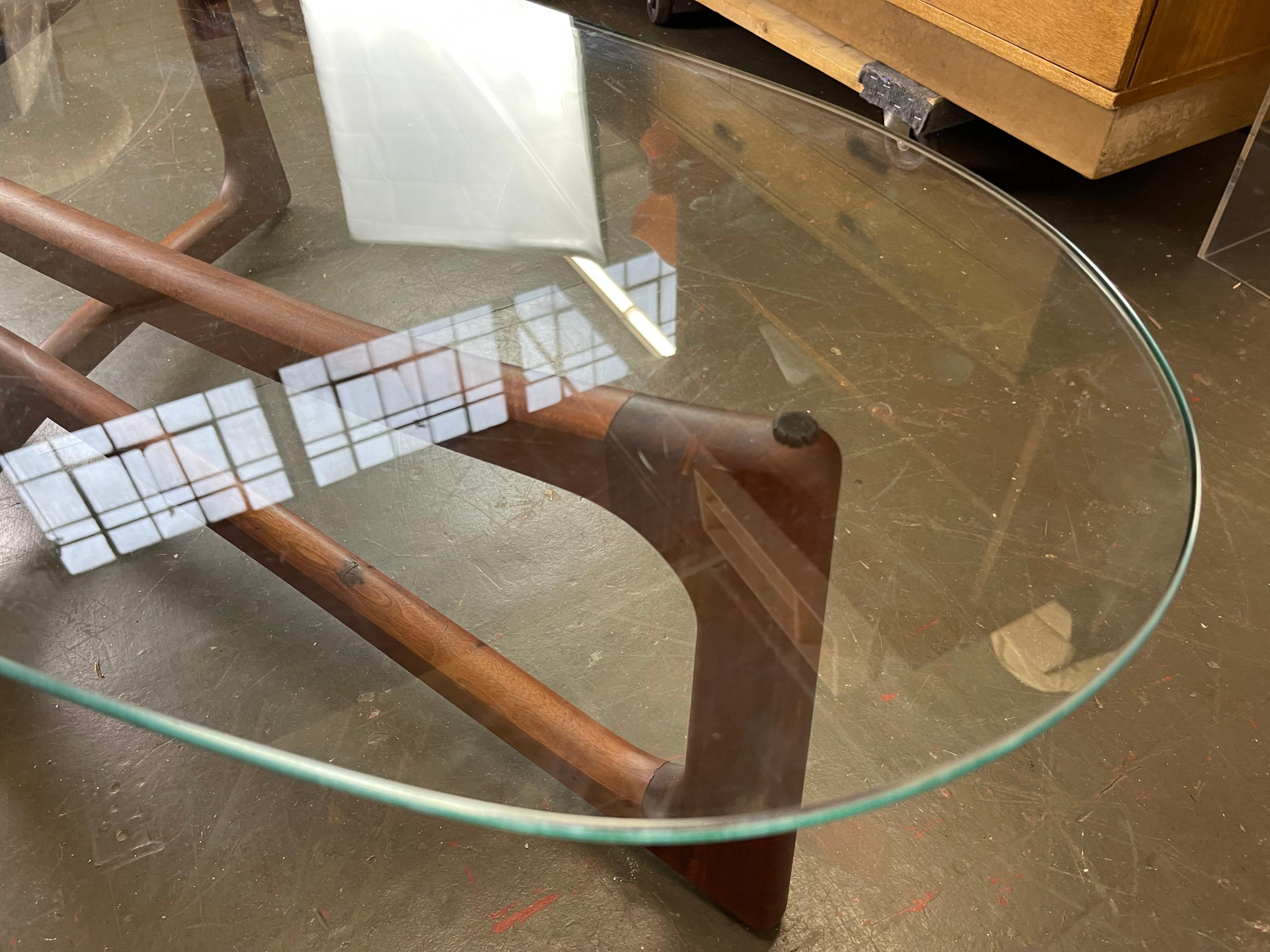 Adrian Pearsall Ribbon Coffee Table in Walnut and Glass for Craft Associates 5