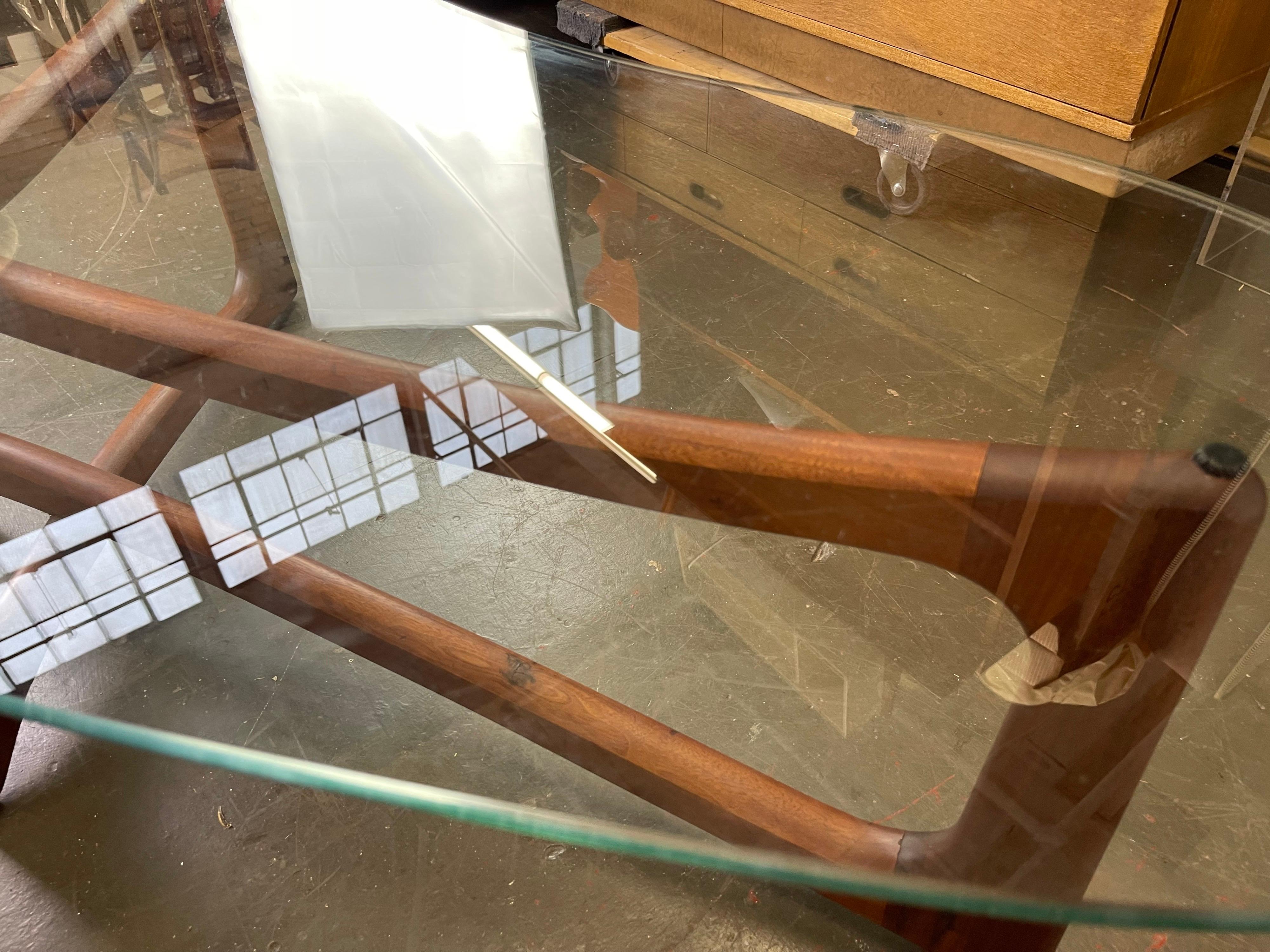 Adrian Pearsall Ribbon Coffee Table in Walnut and Glass for Craft Associates 6