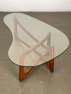 Adrian Pearsall Ribbon Coffee Table in Walnut and Glass for Craft Associates