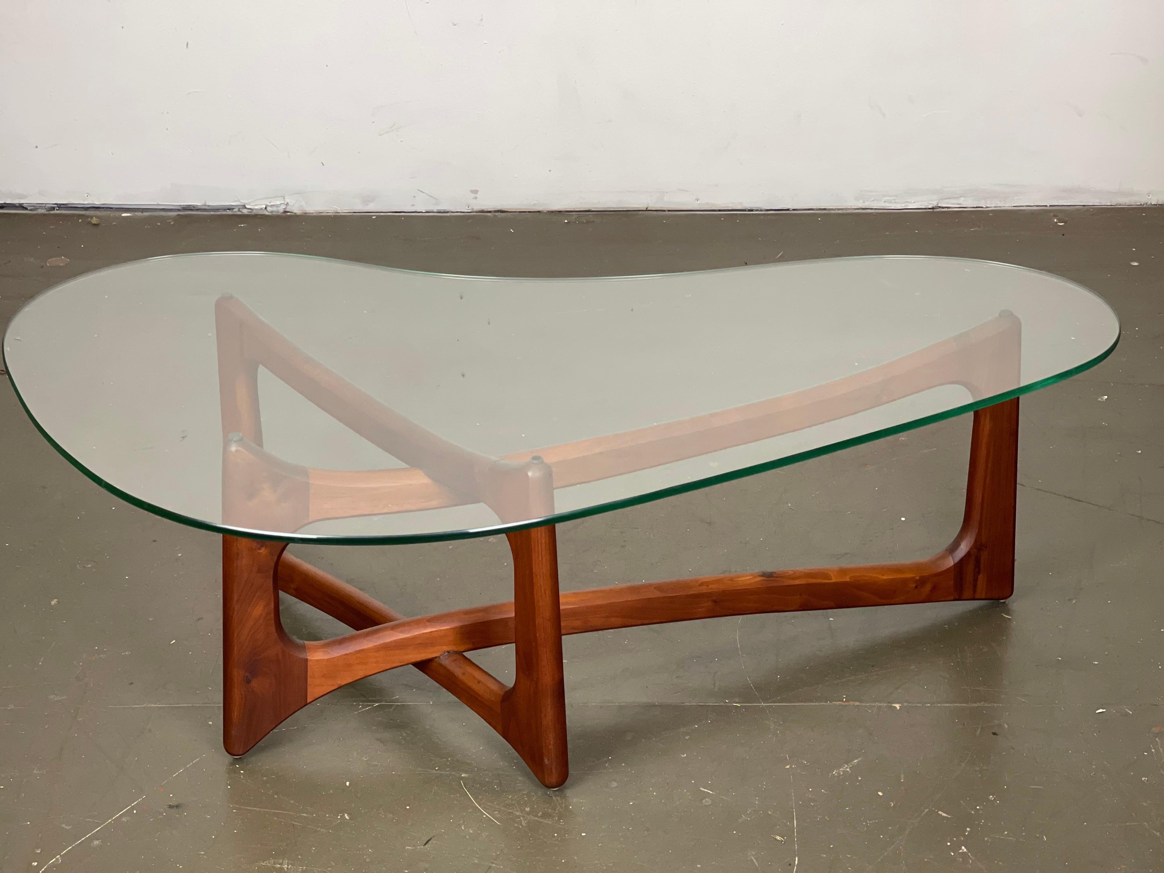 Mid-Century Modern Adrian Pearsall Ribbon Coffee Table in Walnut and Glass for Craft Associates 