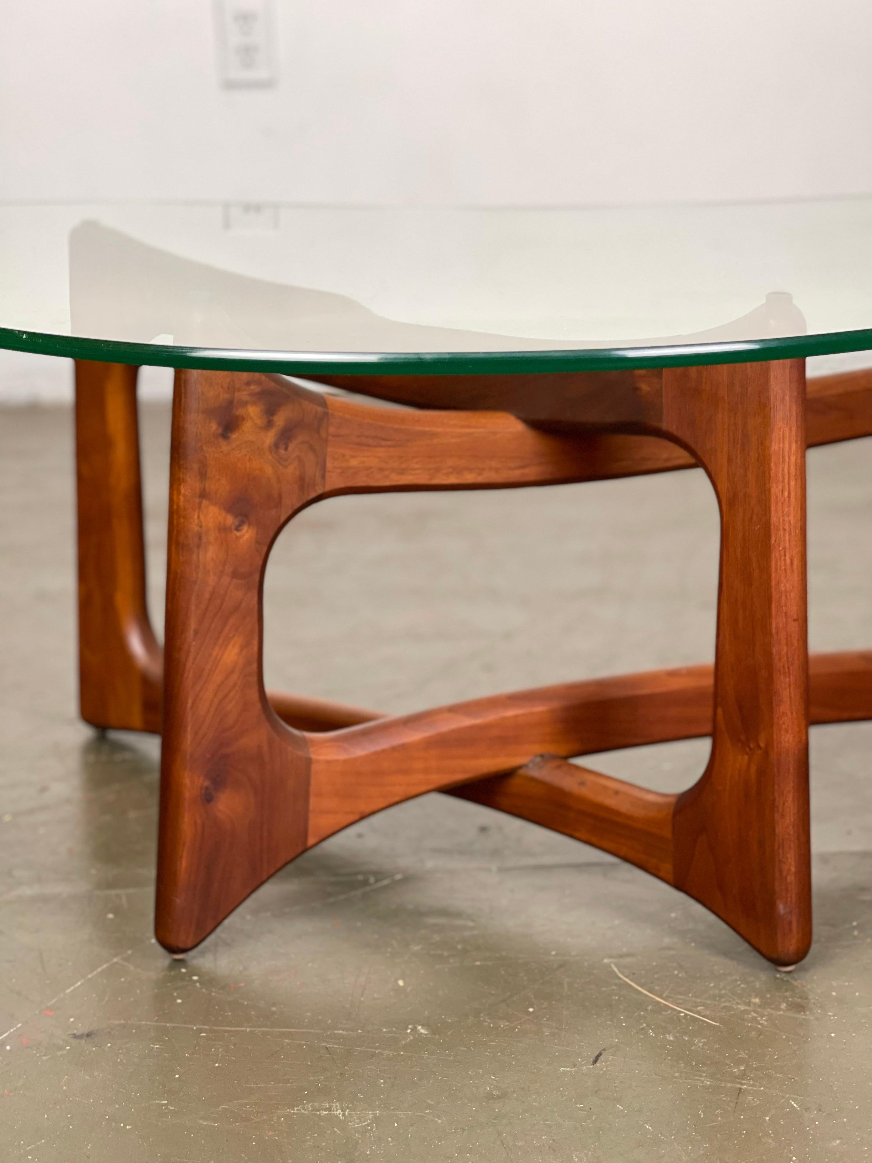 Adrian Pearsall Ribbon Coffee Table in Walnut and Glass for Craft Associates  In Good Condition In Framingham, MA