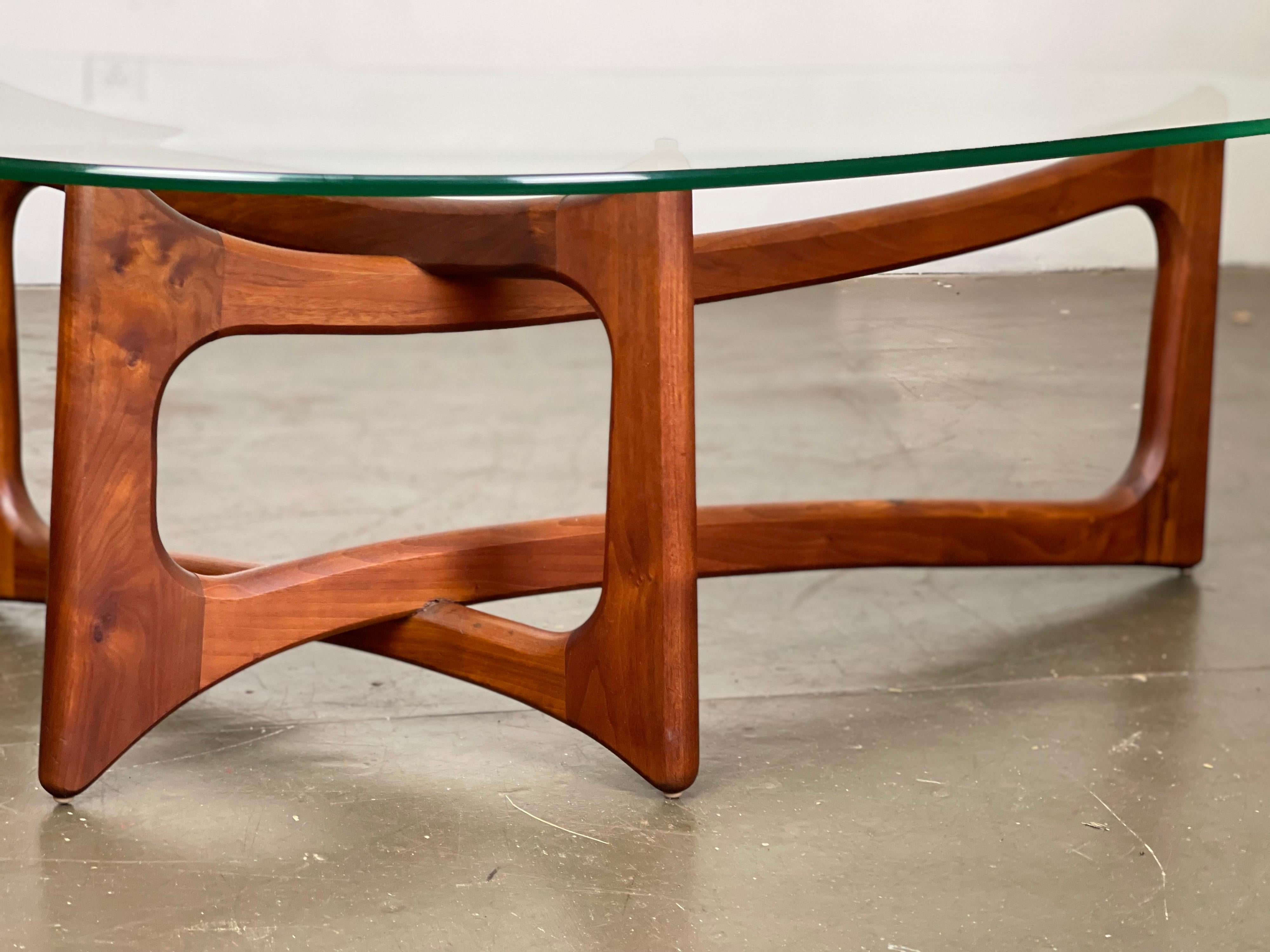 Mid-20th Century Adrian Pearsall Ribbon Coffee Table in Walnut and Glass for Craft Associates