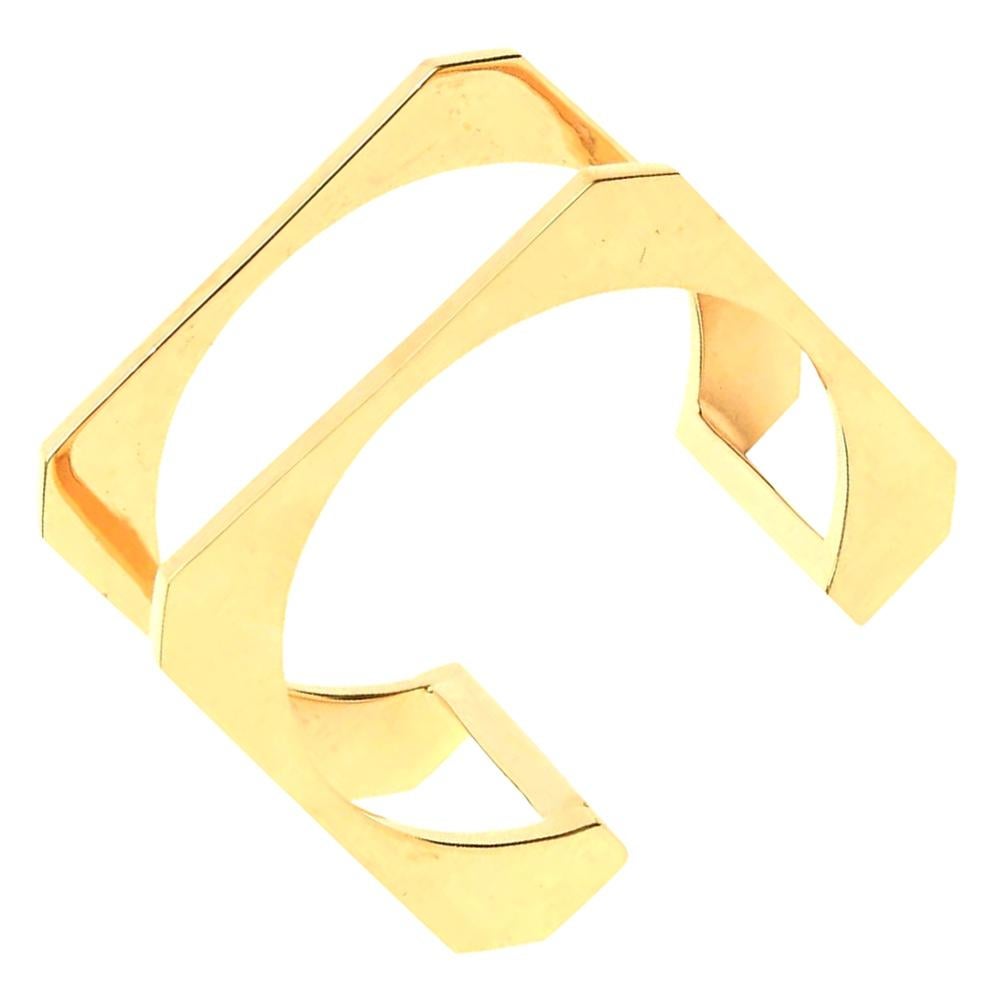 Sculptural and Architectural Gold Plated Modernist Cuff Bracelet  For Sale