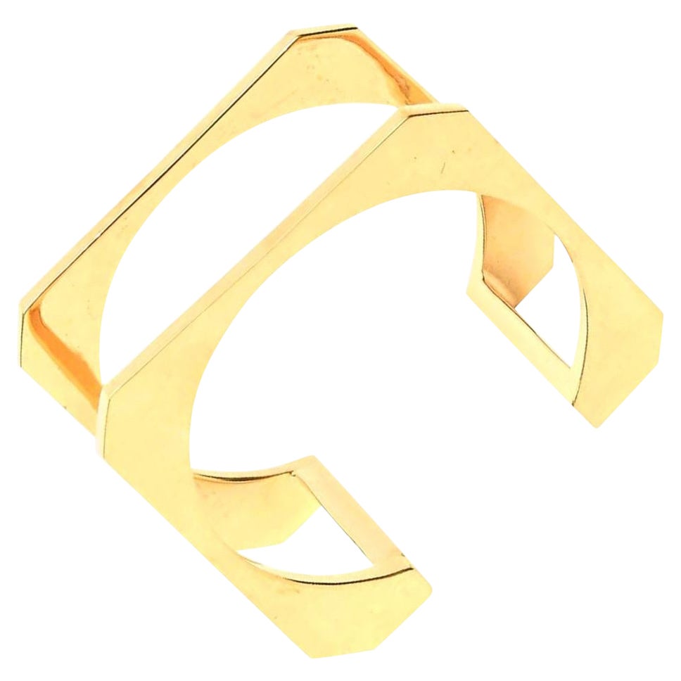 Modernistisches skulpturales und architektonisches vergoldetes Manschettenarmband der Moderne