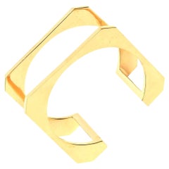 Pulsera modernista escultórica y arquitectónica chapada en oro