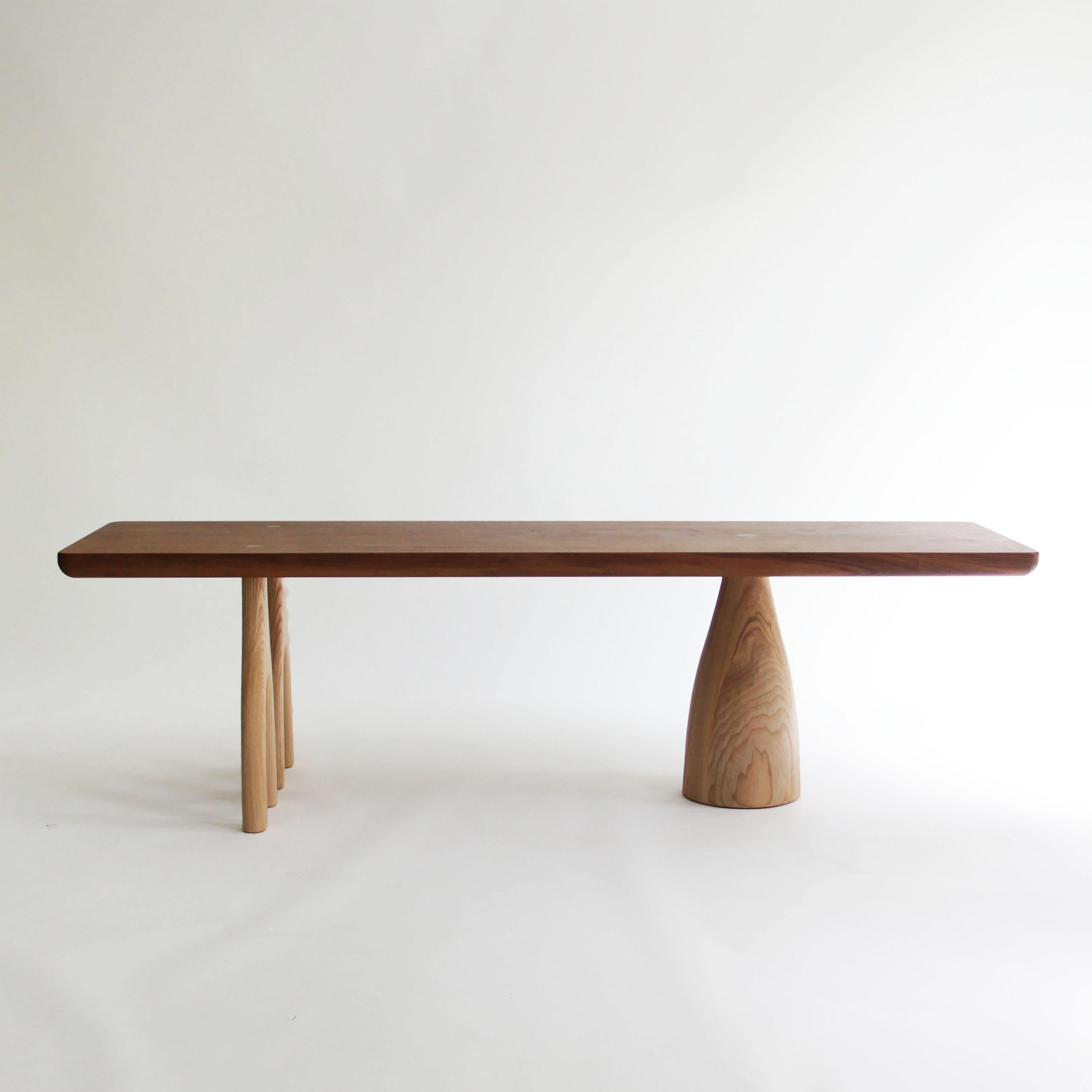 Turned Mezcal, Asymmetrical Rectangle Walnut and Ash Coffee Table by SinCa Design For Sale
