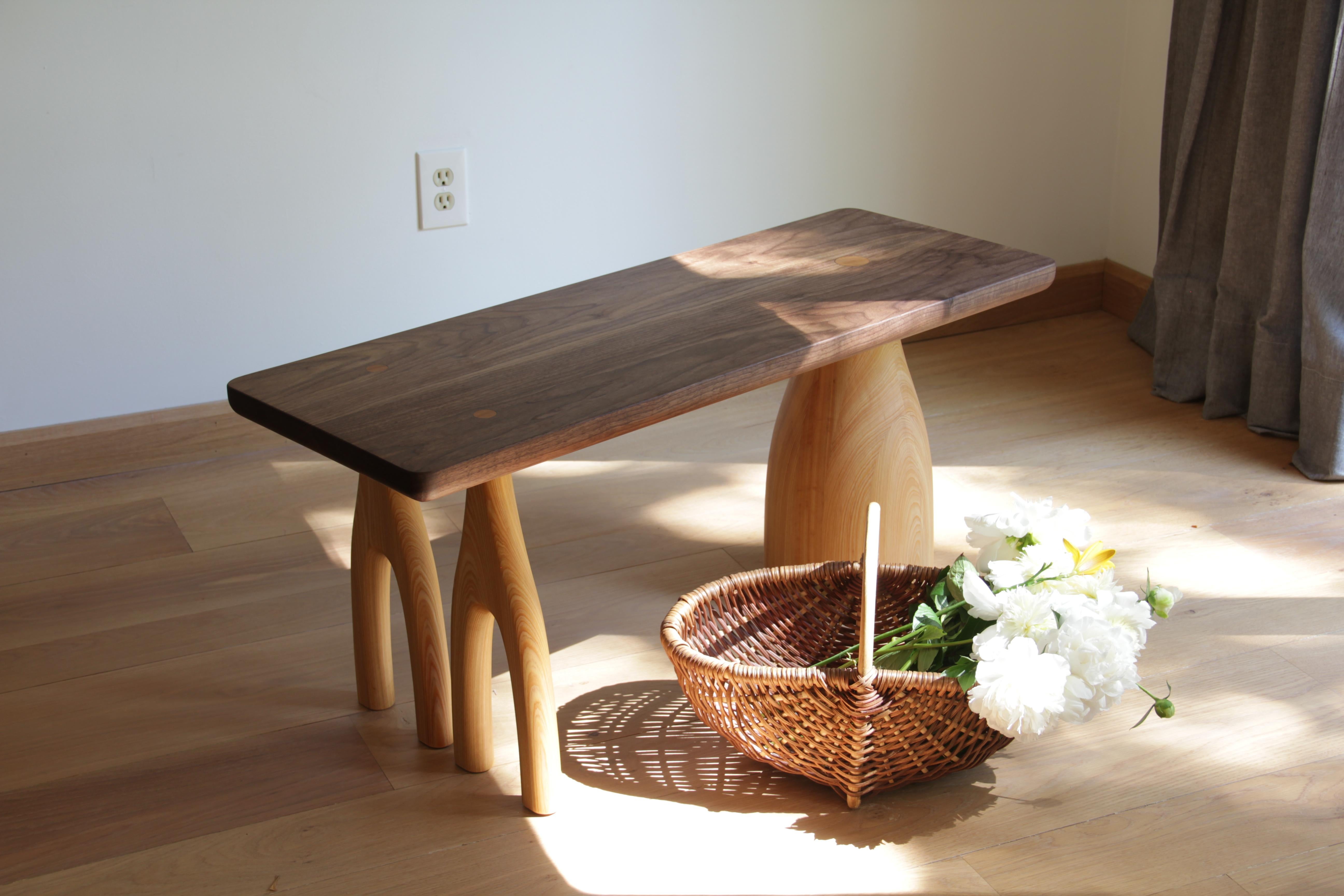 Contemporary Mezcal, Asymmetrical Rectangle Walnut and Ash Coffee Table by SinCa Design