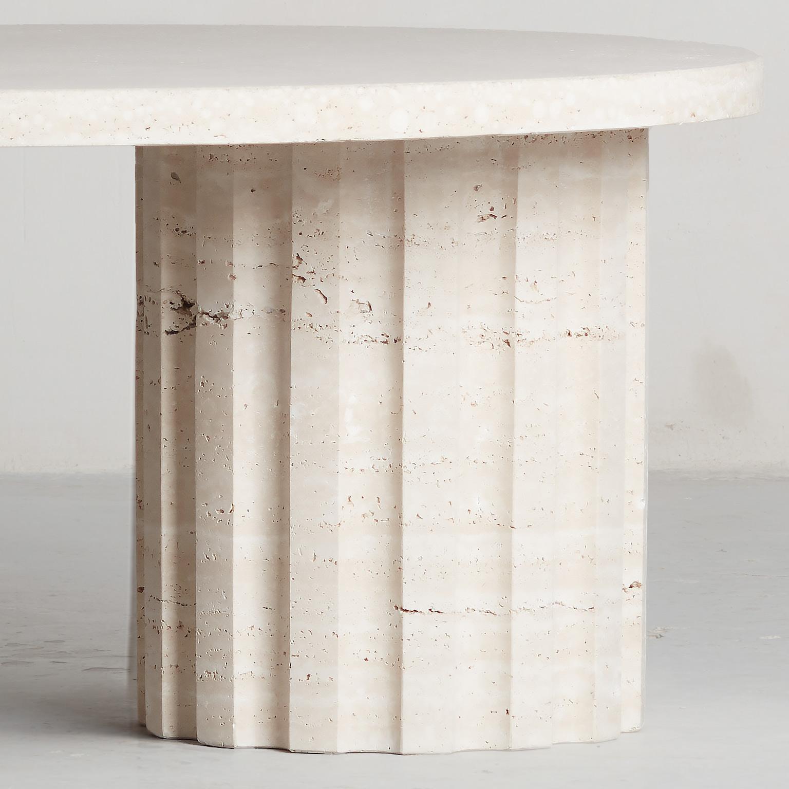 sculptural and brutalist Travertine Column coffee table by Aparentment In New Condition For Sale In Terrassa, Catalonia