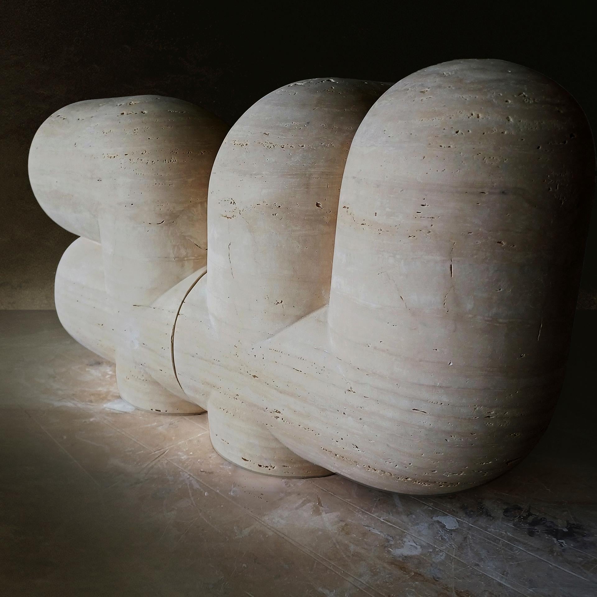Sculptural and Organic Stools Made of Travertine Marble by Pepe Guerrero For Sale 1