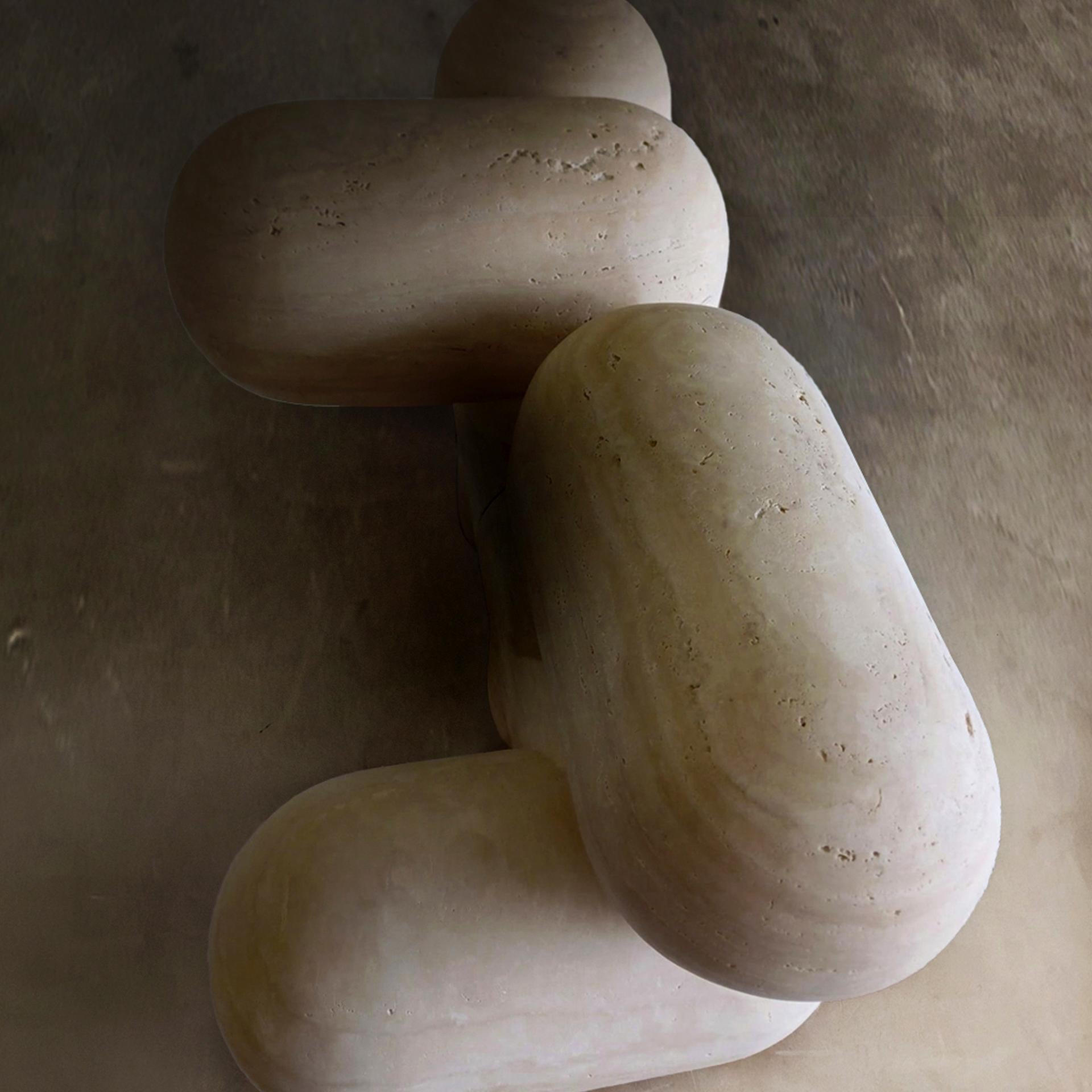 Sculptural and Organic Stools Made of Travertine Marble by Pepe Guerrero For Sale 2
