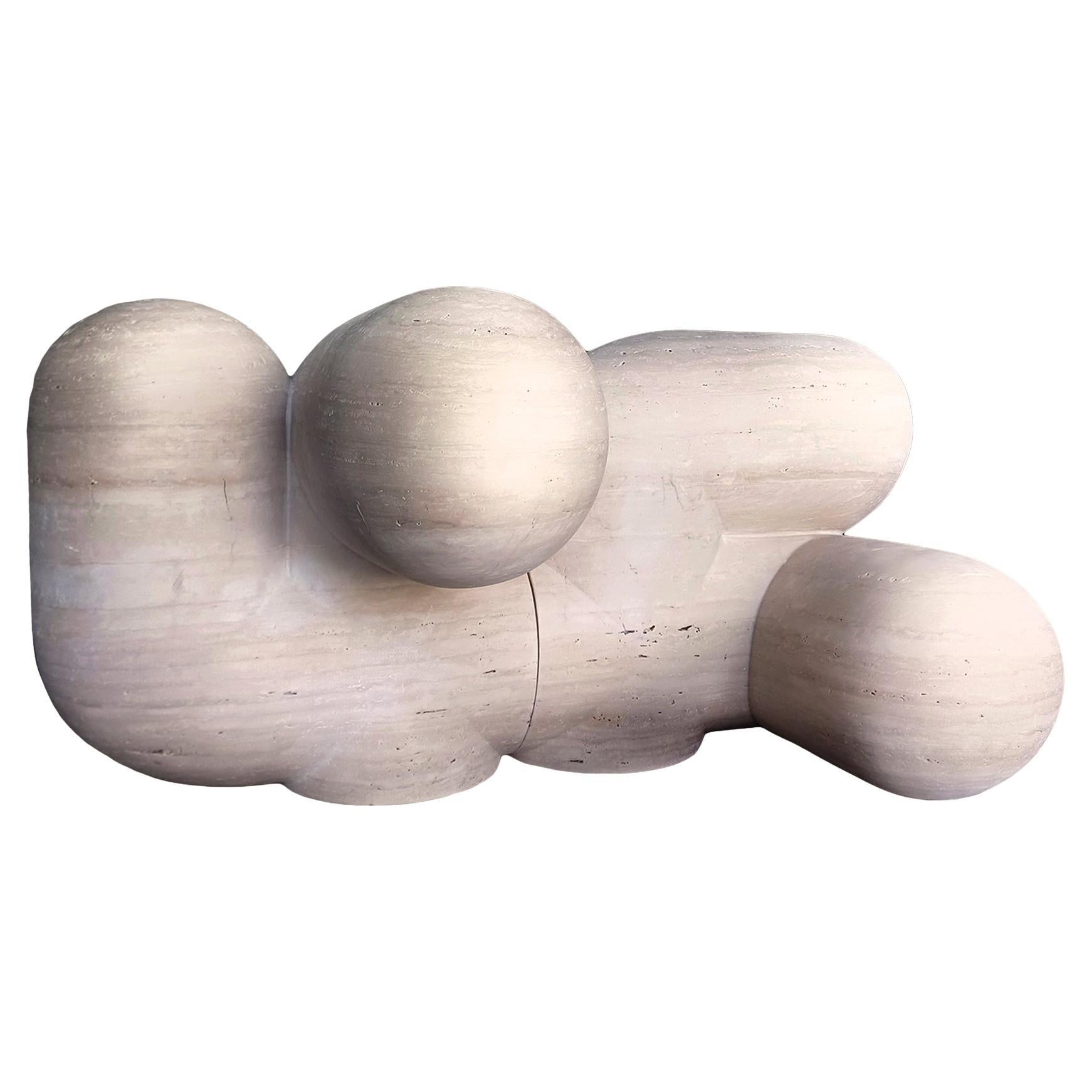 Sculptural and Organic Stools Made of Travertine Marble by Pepe Guerrero For Sale