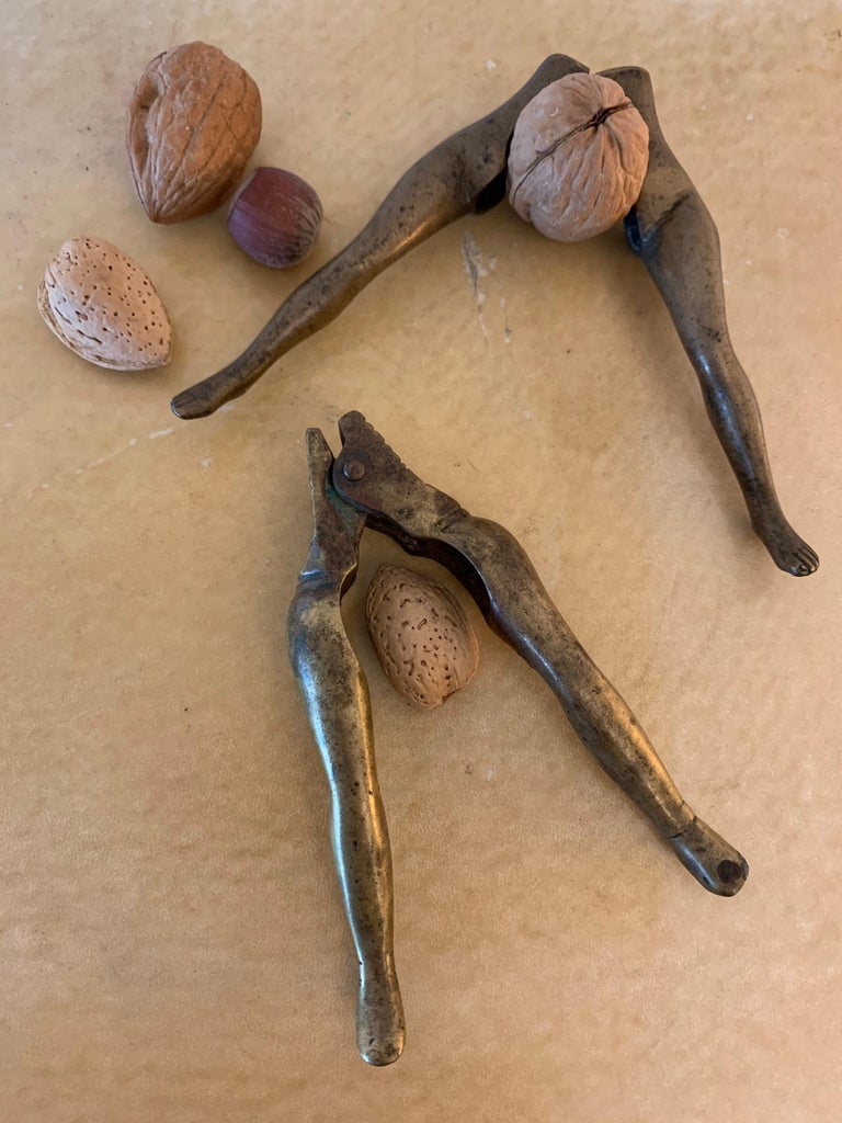 Sculptural and Vintage Pair of Brass Female Torso Nutcrackers For Sale at 1stDibs female