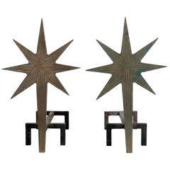 Sculptural Andirons in the Manner of Diego Giacometti