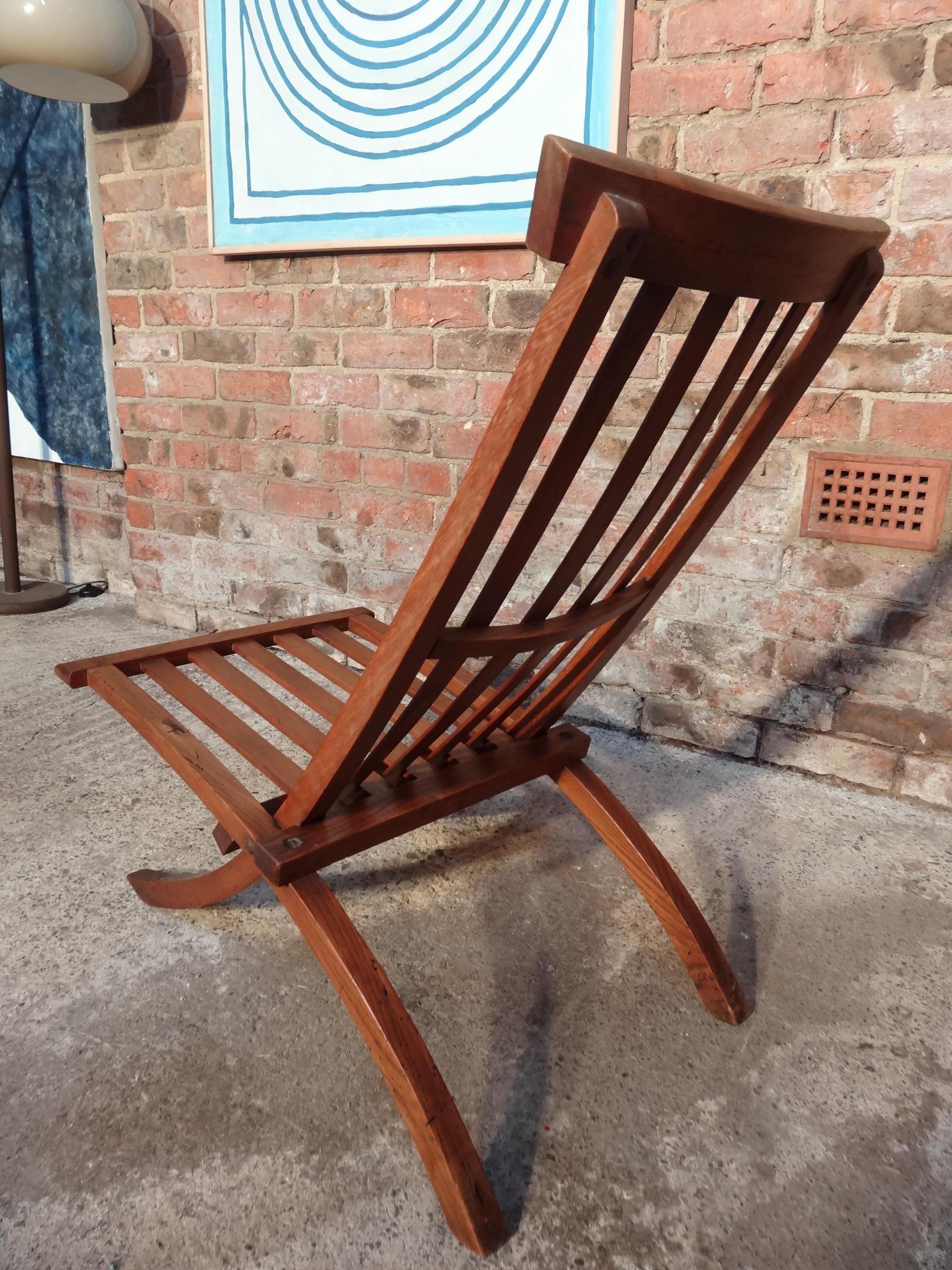 Late 19th Century Sculptural Antique circa 1890 Victorian English Solid Wooden Oak Folding Chair For Sale