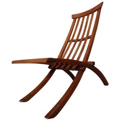 Sculptural Antique circa 1890 Victorian English Solid Wooden Oak Folding Chair (Chaise pliante en chêne massif)