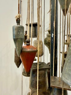 Sculptural Antique Collection of Bronze Calibration Weights on Display Stand