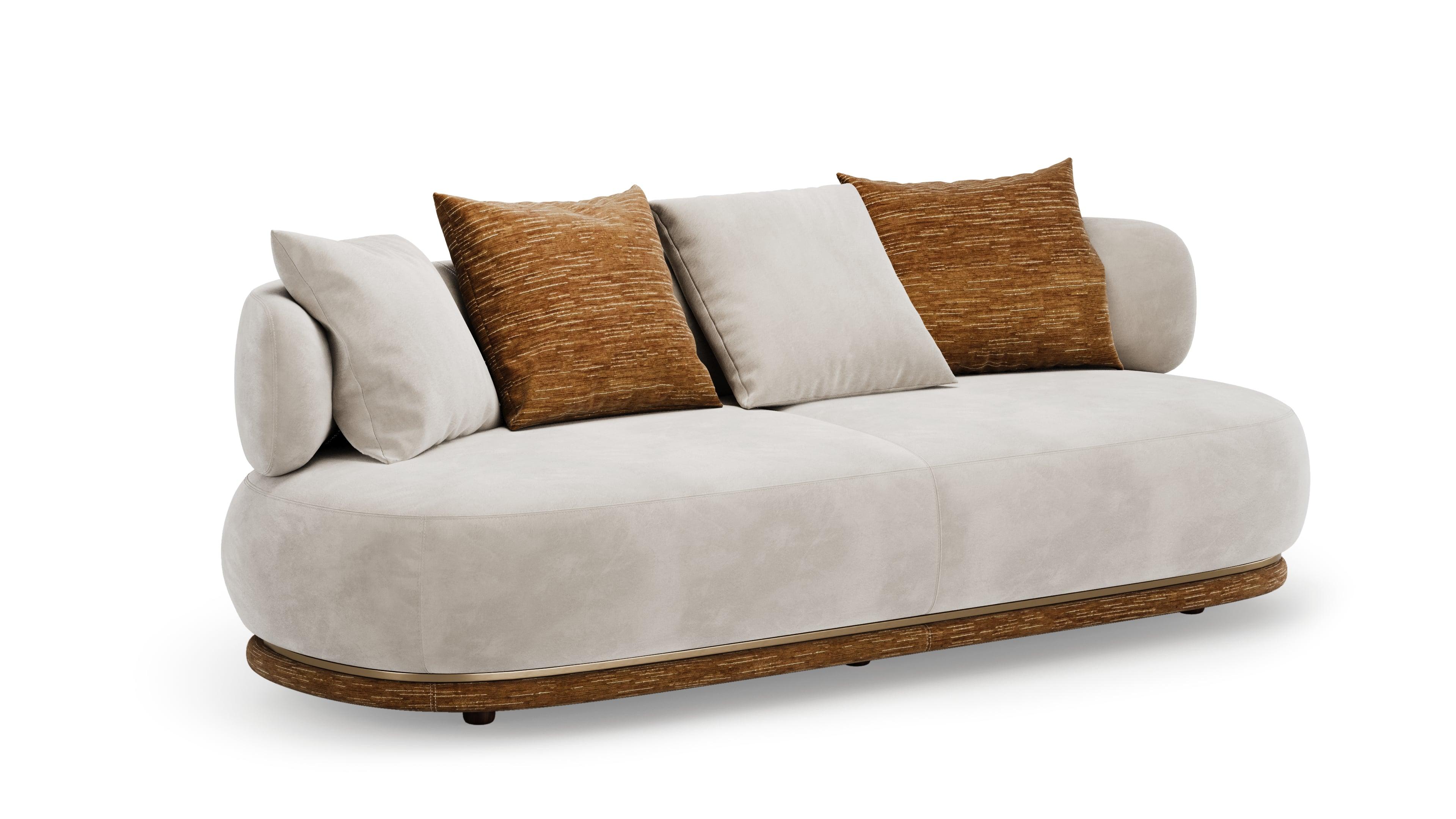 XXI secolo e contemporaneo Divano scultoreo Arcadia in Bouclé crema con Silhouette curva in vendita