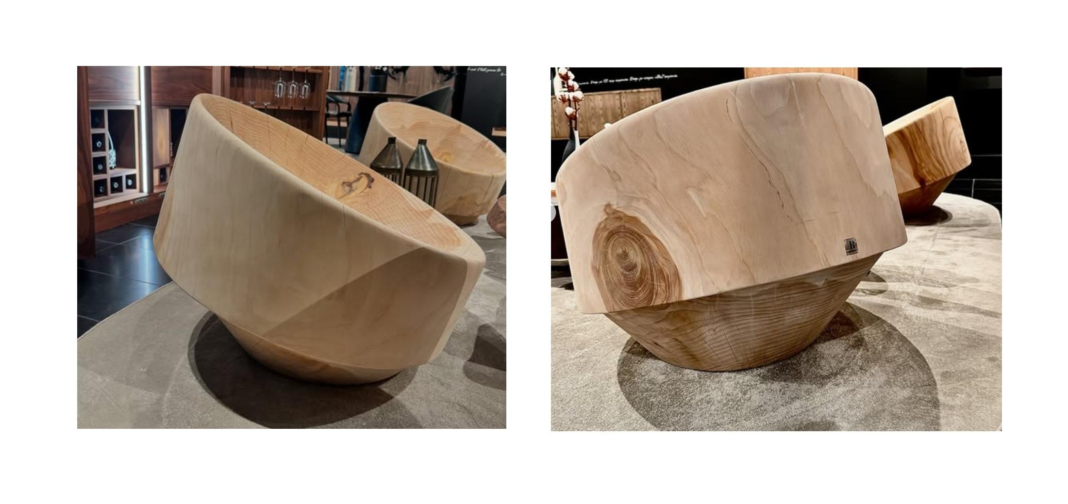 XXI secolo e contemporaneo Poltrona scultorea ricavata da un unico blocco di legno di cedro aromatico in vendita