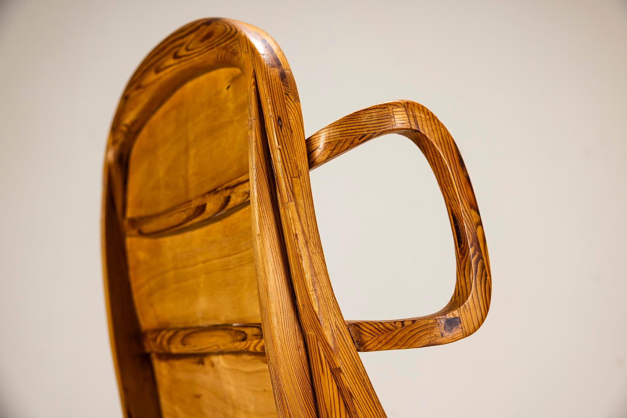 Sculptural Armchair in Pine -and Plywood by Eberhard Muéller, Germany 1980s For Sale 6
