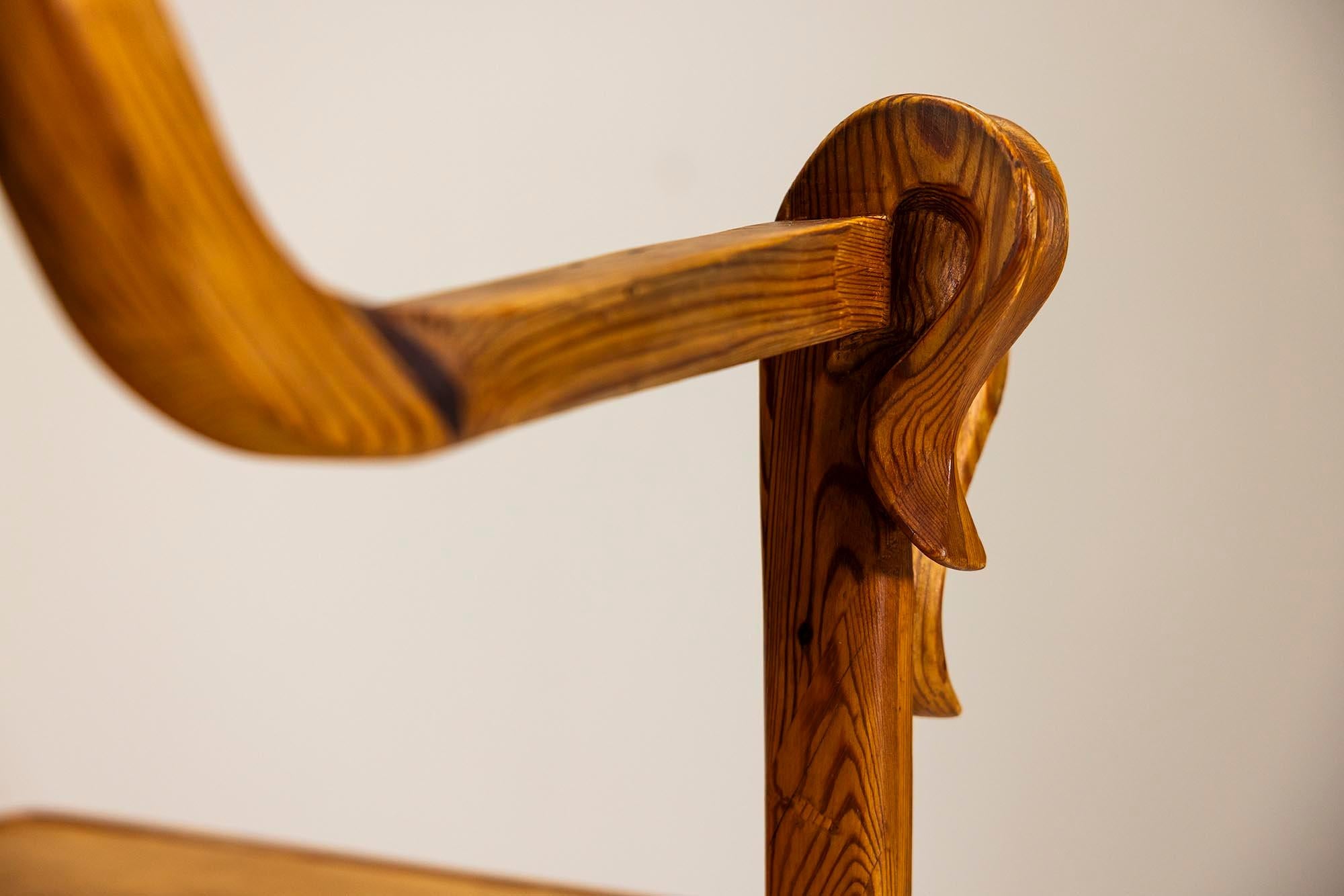 Sculptural Armchair in Pine -and Plywood by Eberhard Muéller, Germany 1980s For Sale 7