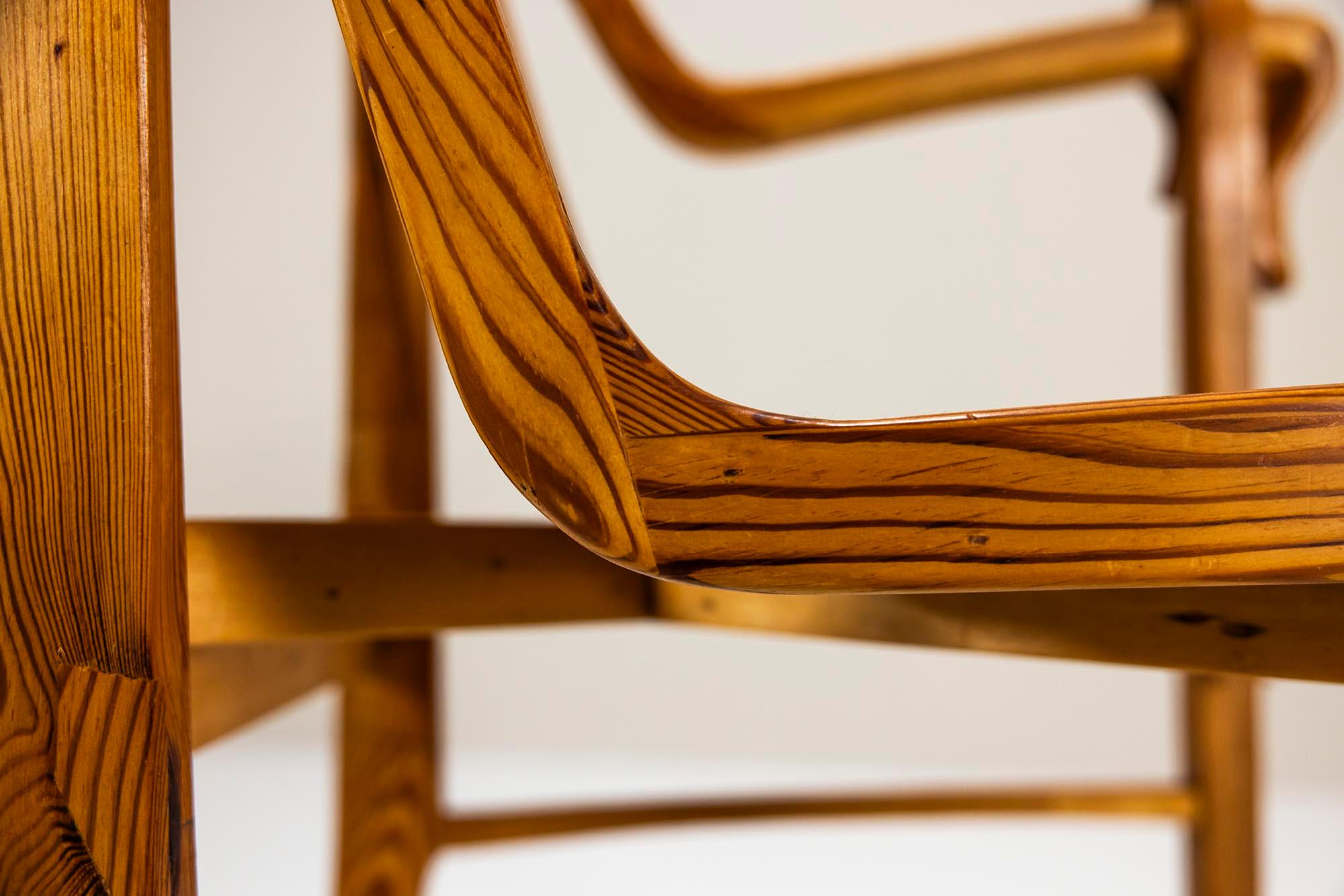Sculptural Armchair in Pine -and Plywood by Eberhard Muéller, Germany 1980s For Sale 9