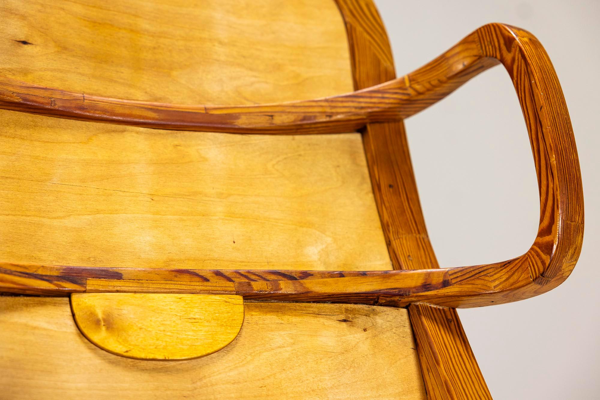 Sculptural Armchair in Pine -and Plywood by Eberhard Muéller, Germany 1980s For Sale 11