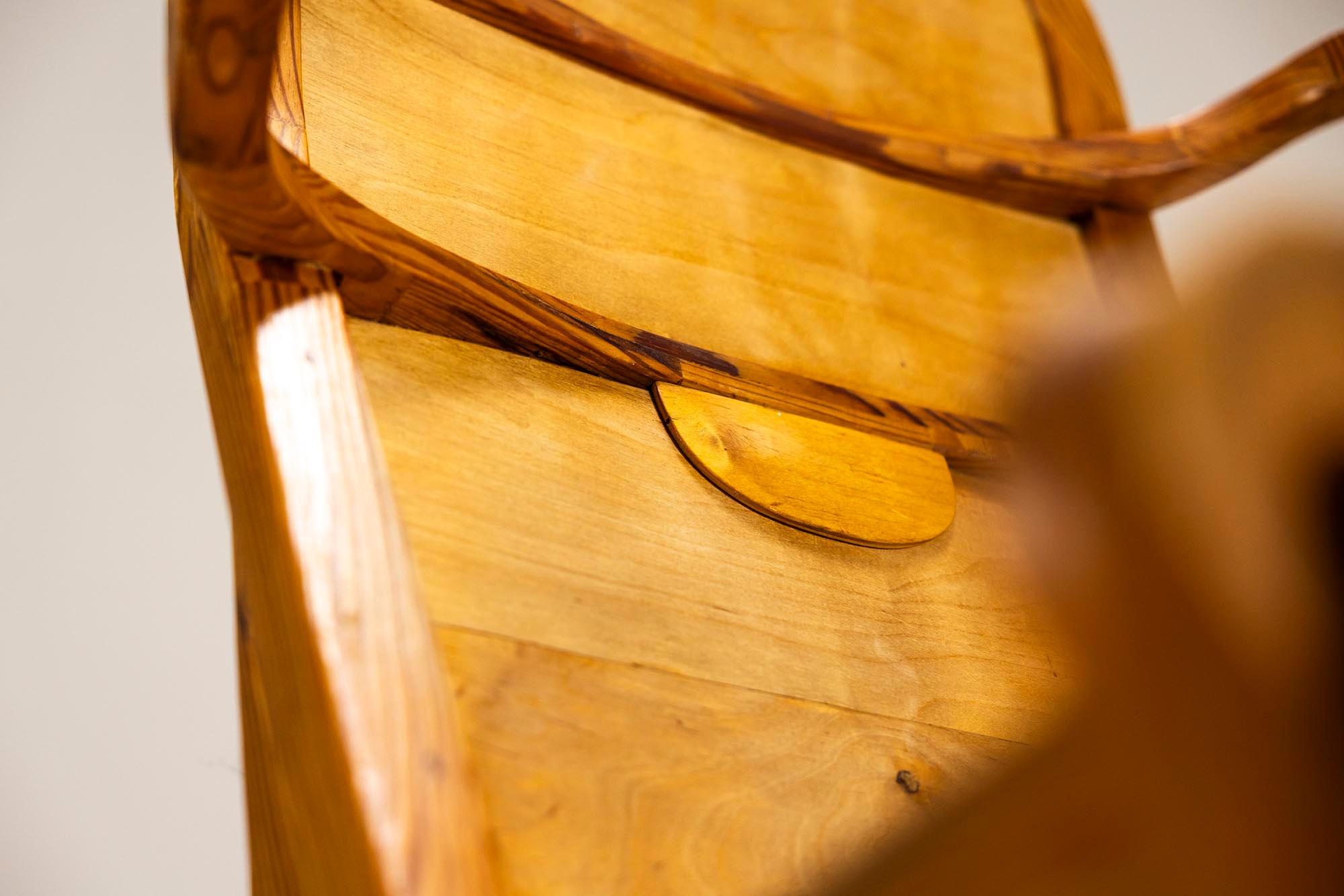 Sculptural Armchair in Pine -and Plywood by Eberhard Muéller, Germany 1980s For Sale 12