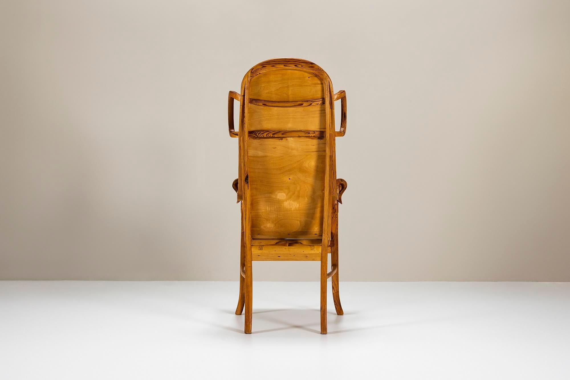 Sculptural Armchair in Pine -and Plywood by Eberhard Muéller, Germany 1980s For Sale 2