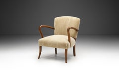 Sculptural Armchair with Curved Arms, Europe ca 1950s